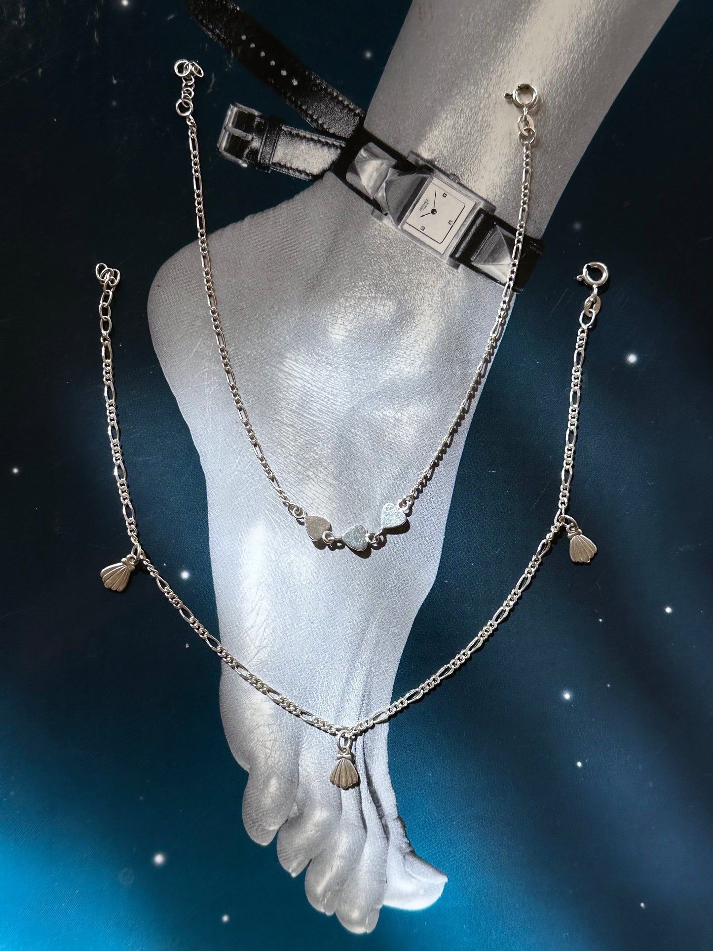 925 silver anklets - shell