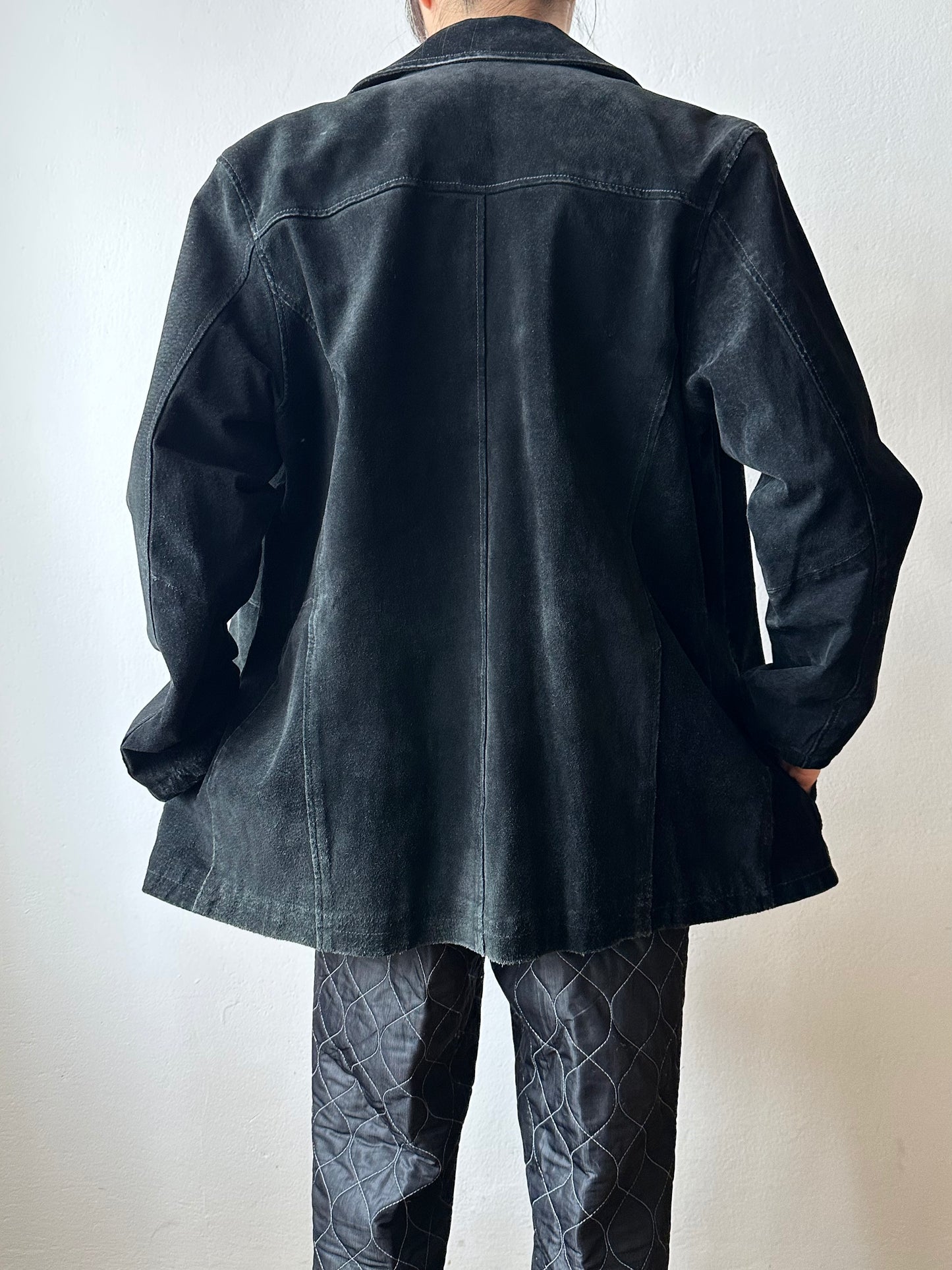 Black suede zip shirt jacket