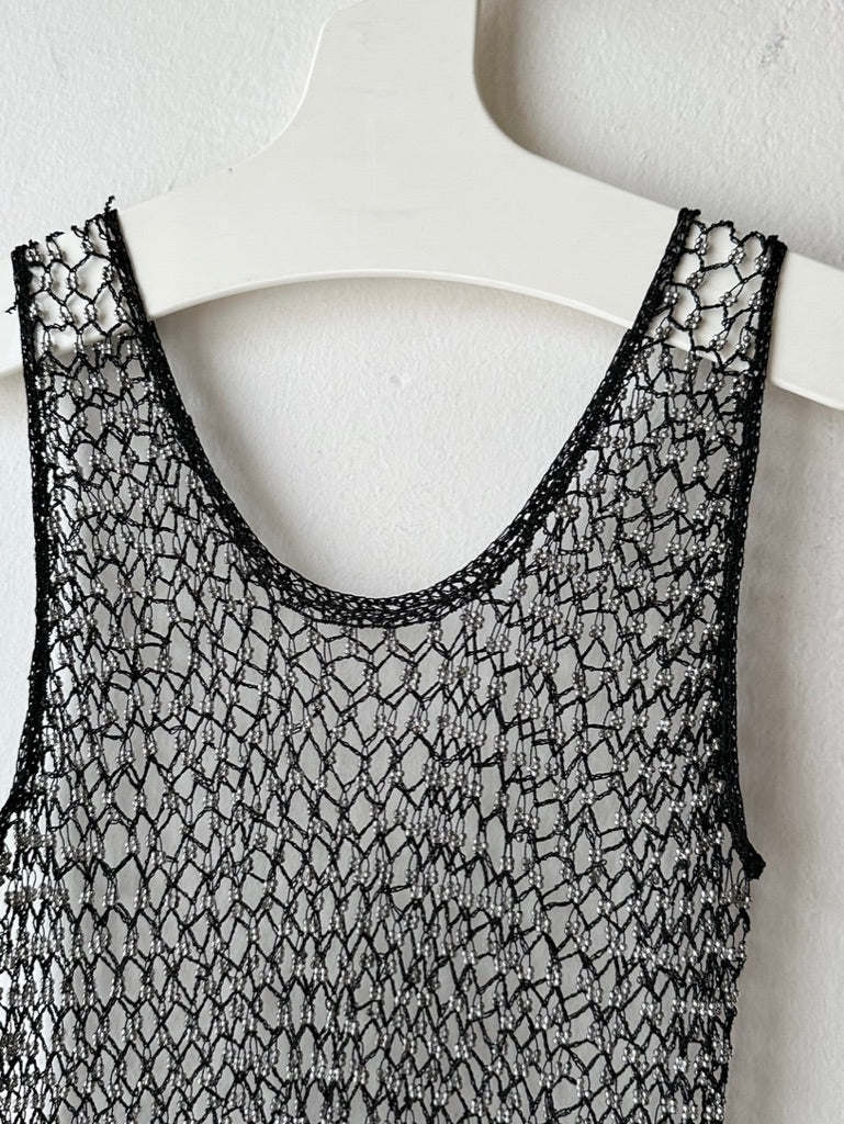 Beads mesh tank top
