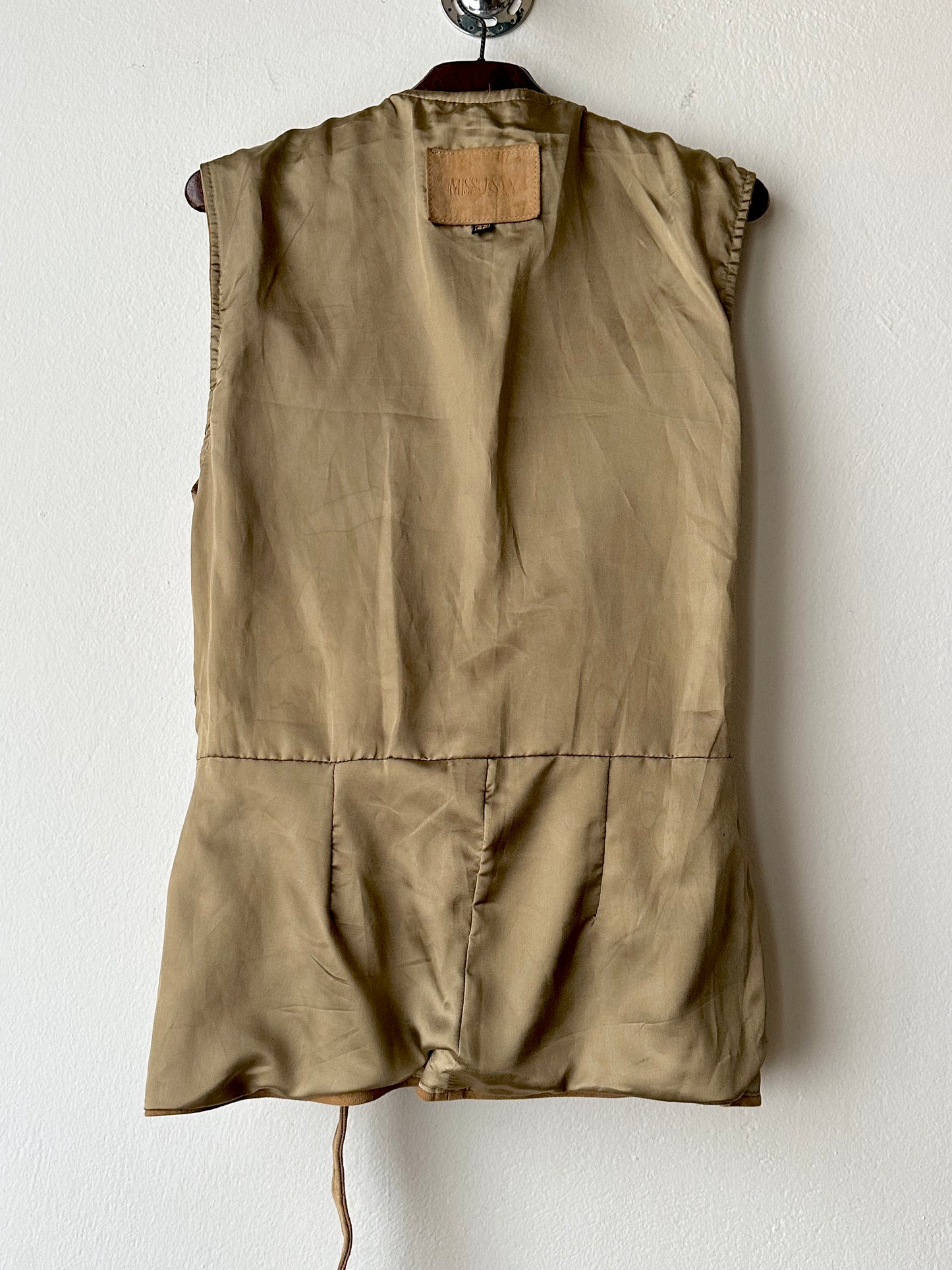 Nubuck leather belted vest