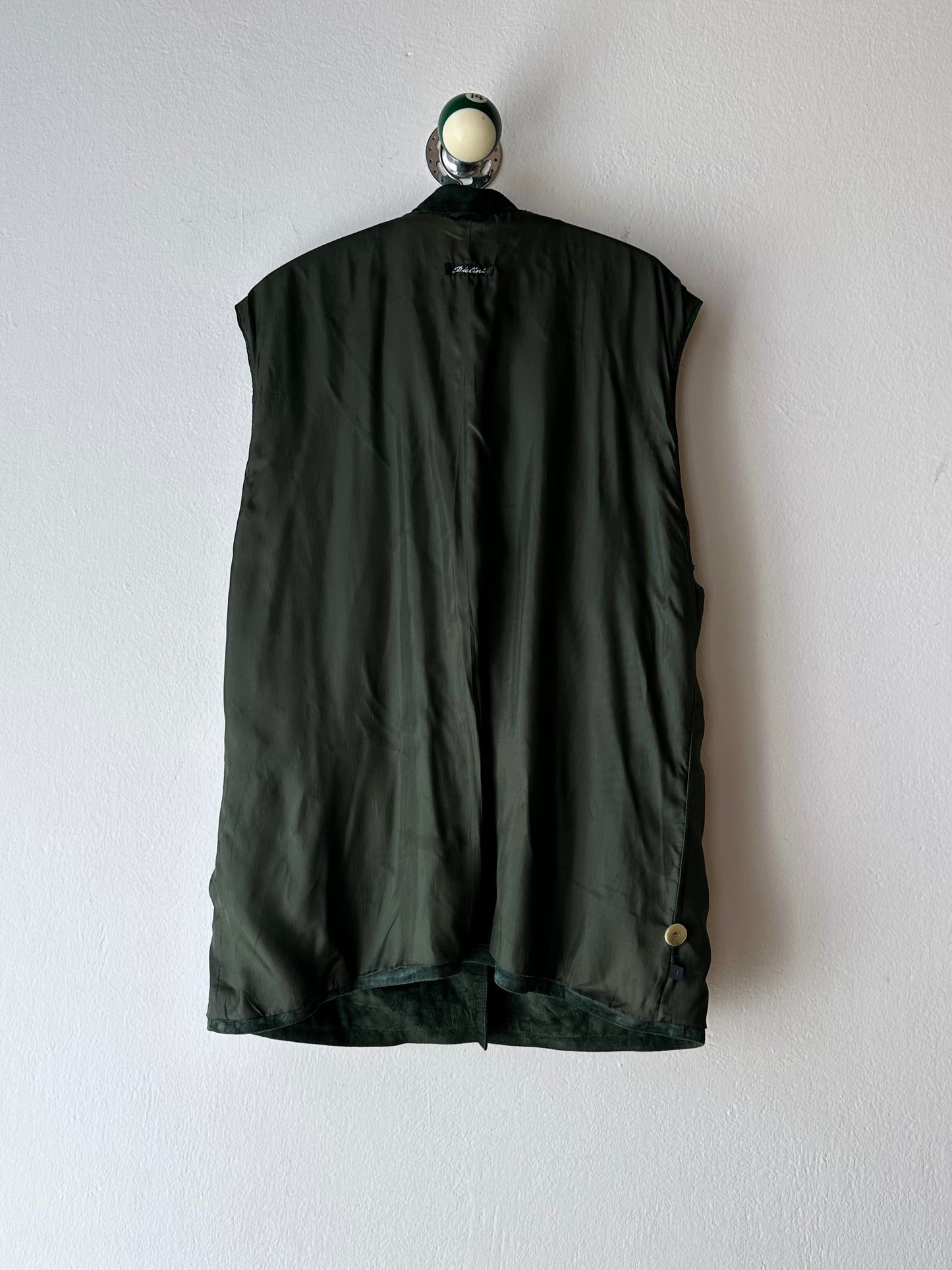 90s suede vest in dark forest
