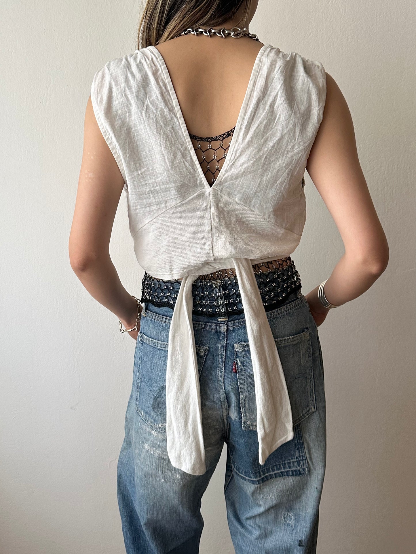Cotton linen handmade vest