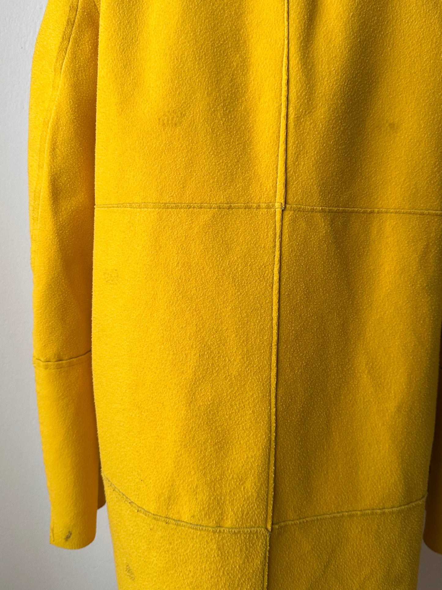 Lamb skin suede coat in Chartreuse