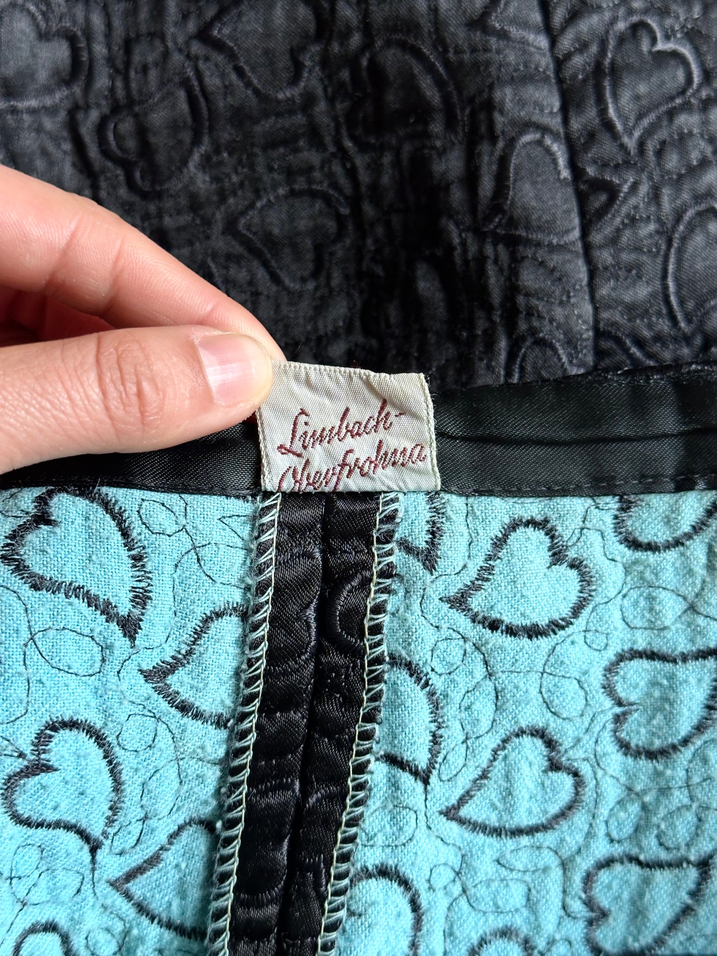 50-60s black heart pattern sabrina pants