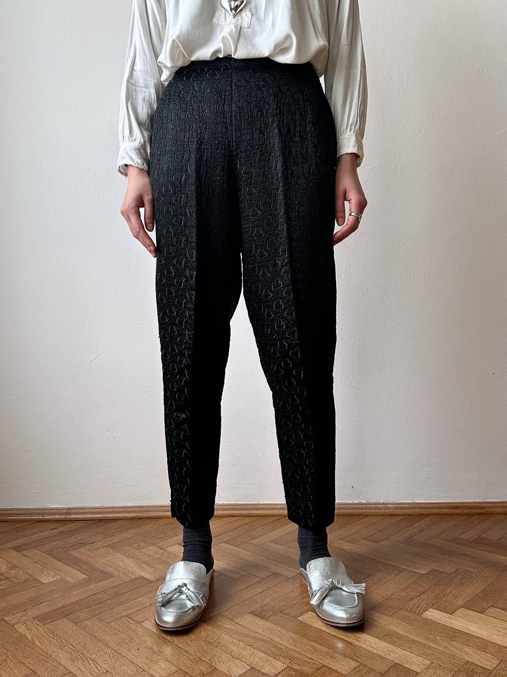 50s sabrina pants 50's leggings legging trouser pants 1950s 60s 60's 1960s vintage heart black all pattern サブリナパンツ ヴィンテージ ブラック ハート柄 ハート