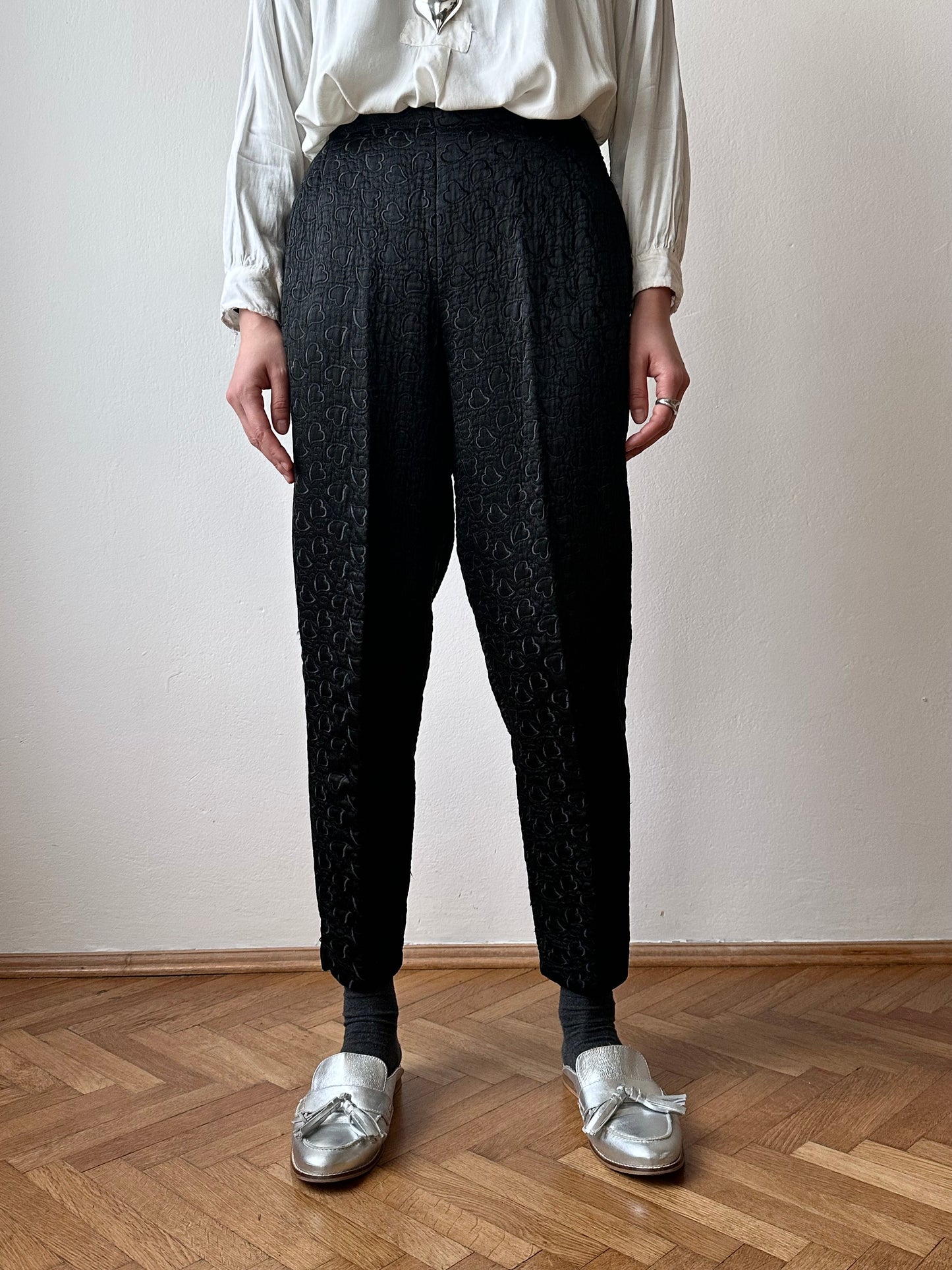 50s sabrina pants 50's leggings legging trouser pants 1950s 60s 60's 1960s vintage heart black all pattern サブリナパンツ ヴィンテージ ブラック ハート柄 ハート