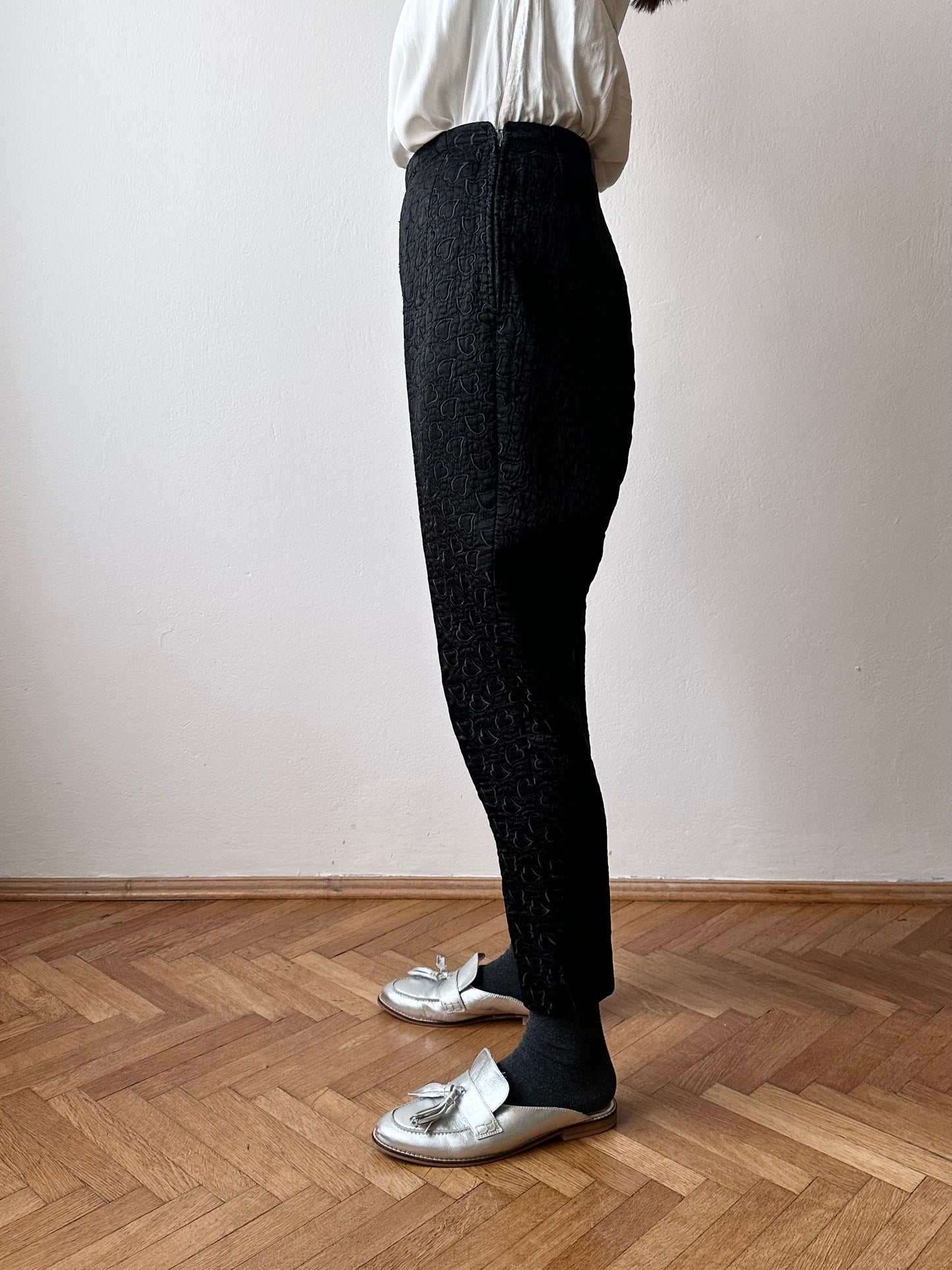 50-60s black heart pattern sabrina pants