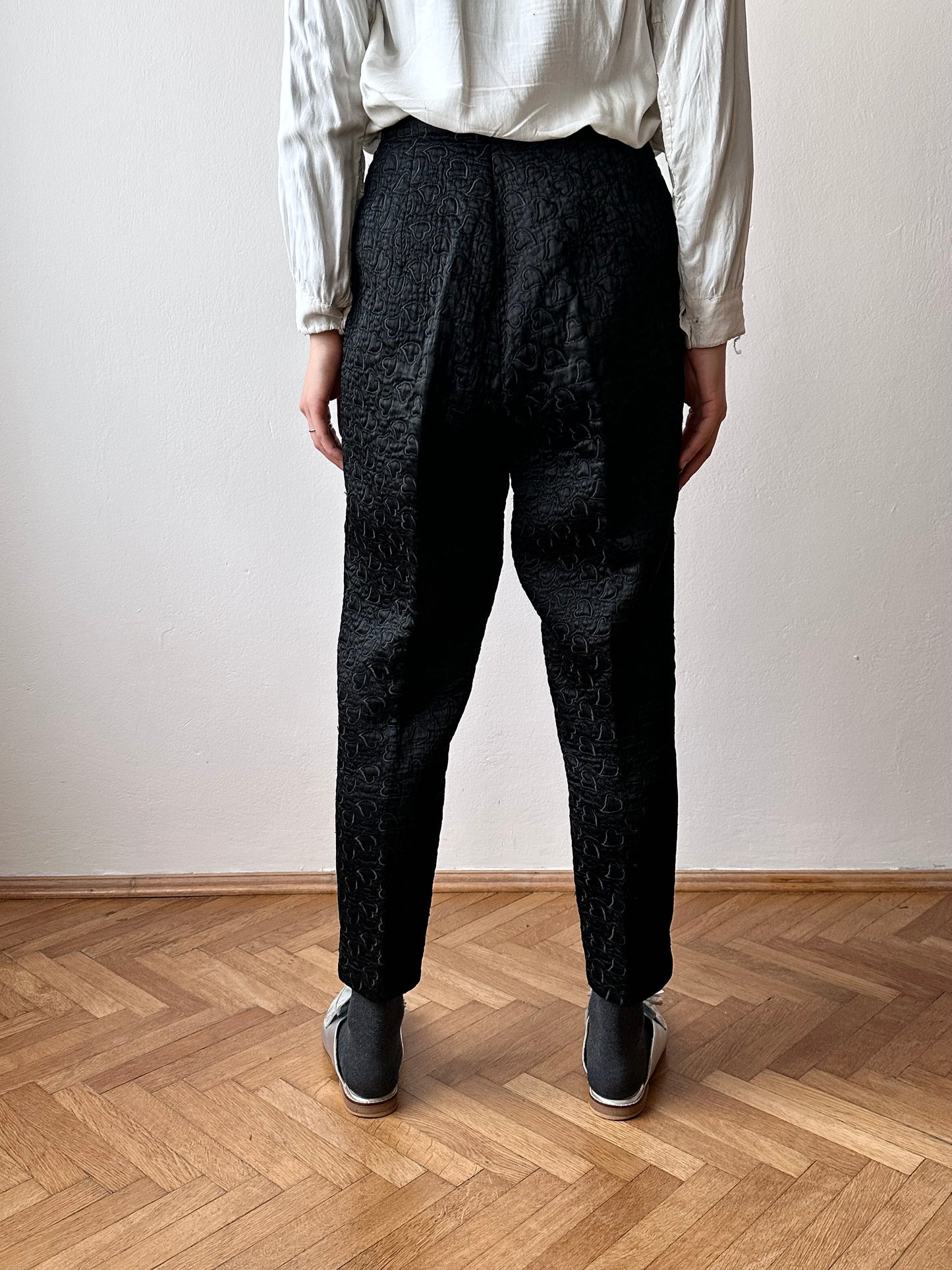 50-60s black heart pattern sabrina pants