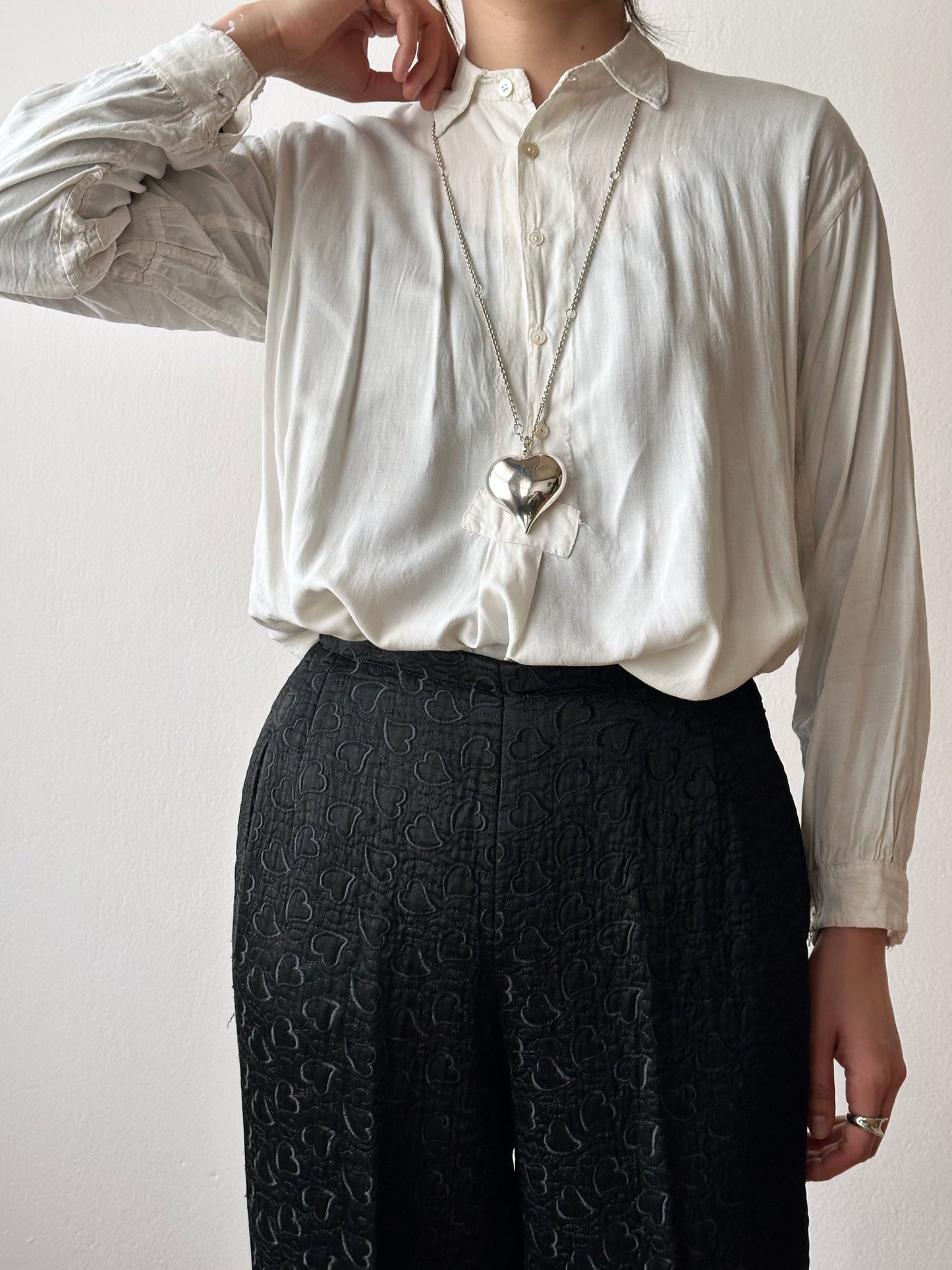 50-60s black heart pattern sabrina pants