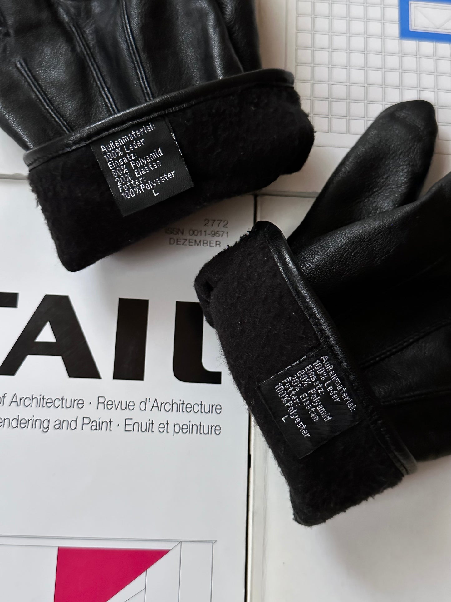 black leather glove mens L