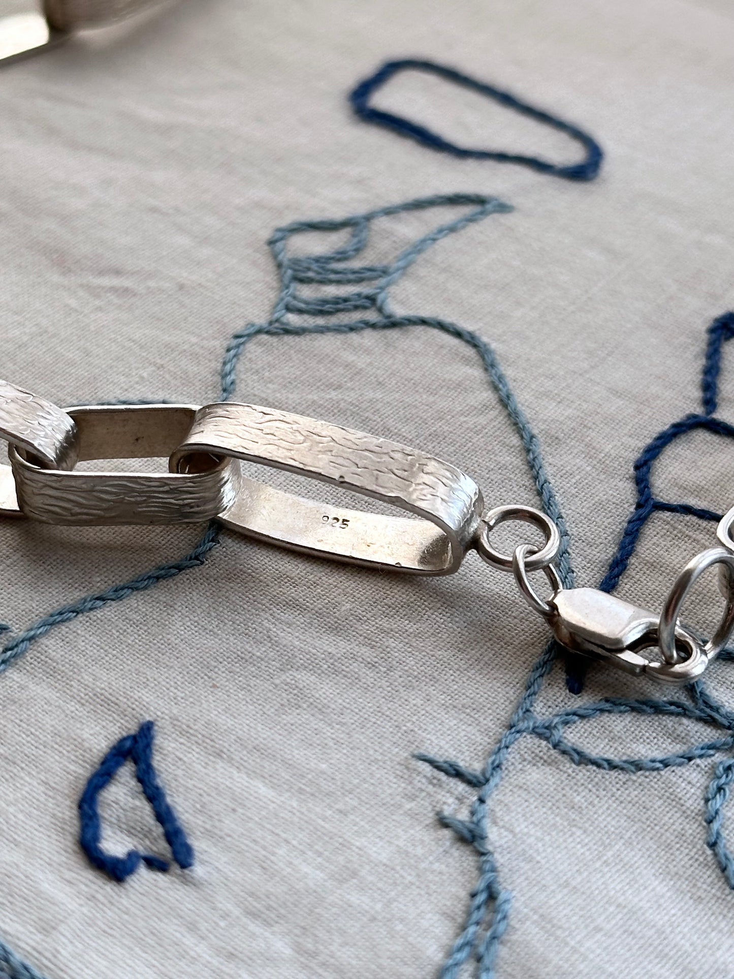 925 carving oval chain necklace