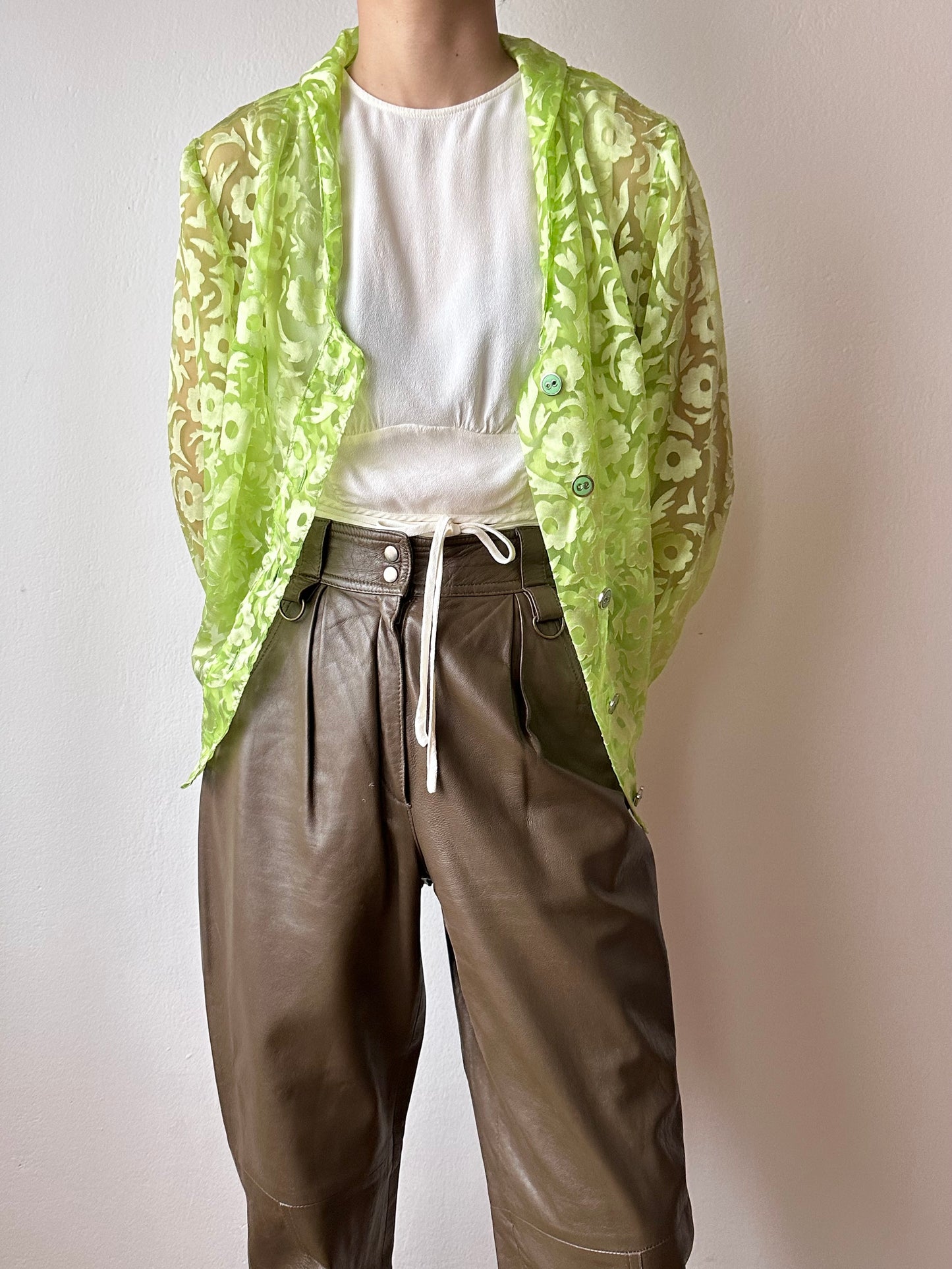 lime green sheer blouse