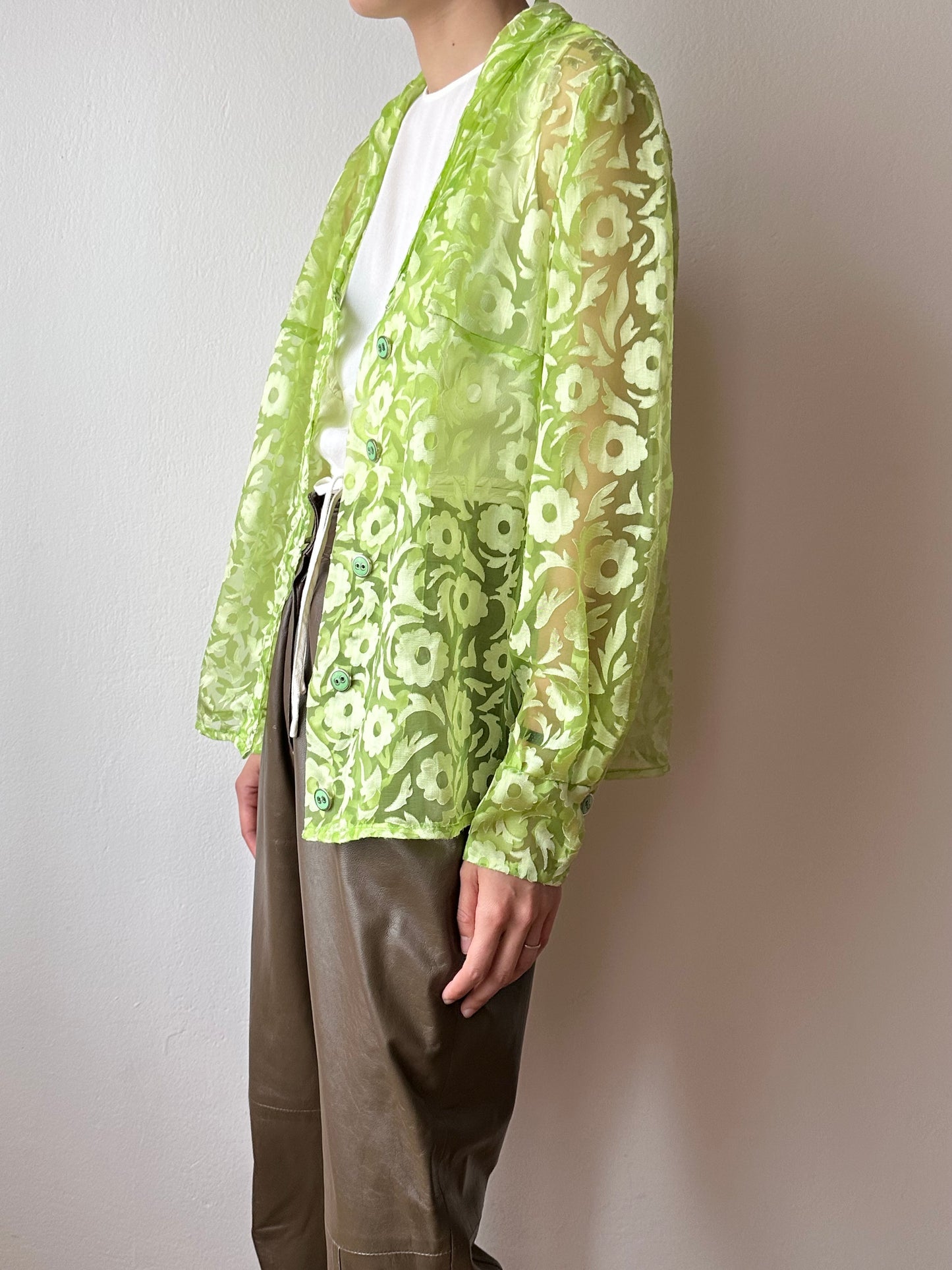 lime green sheer blouse