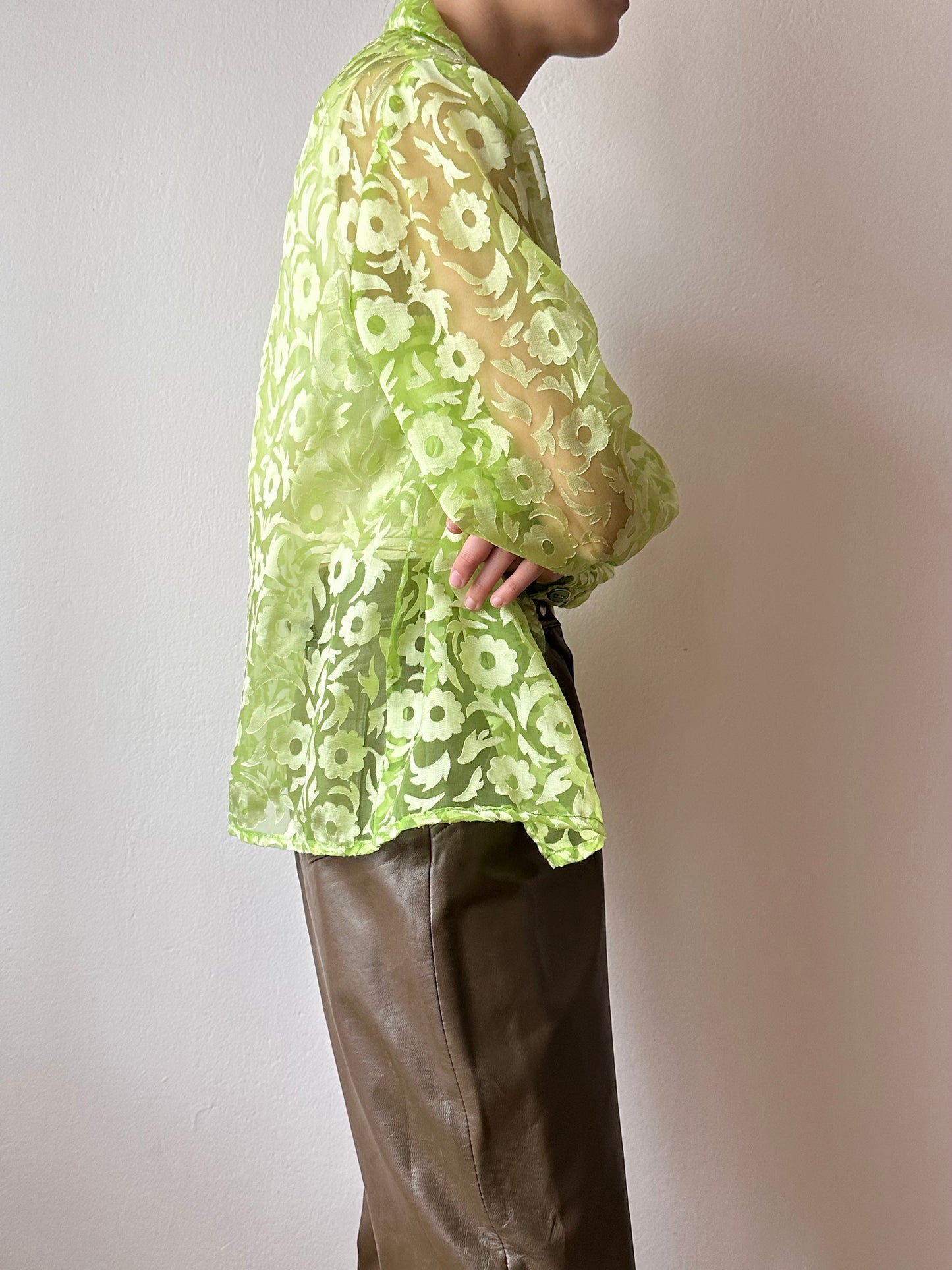 lime green sheer blouse