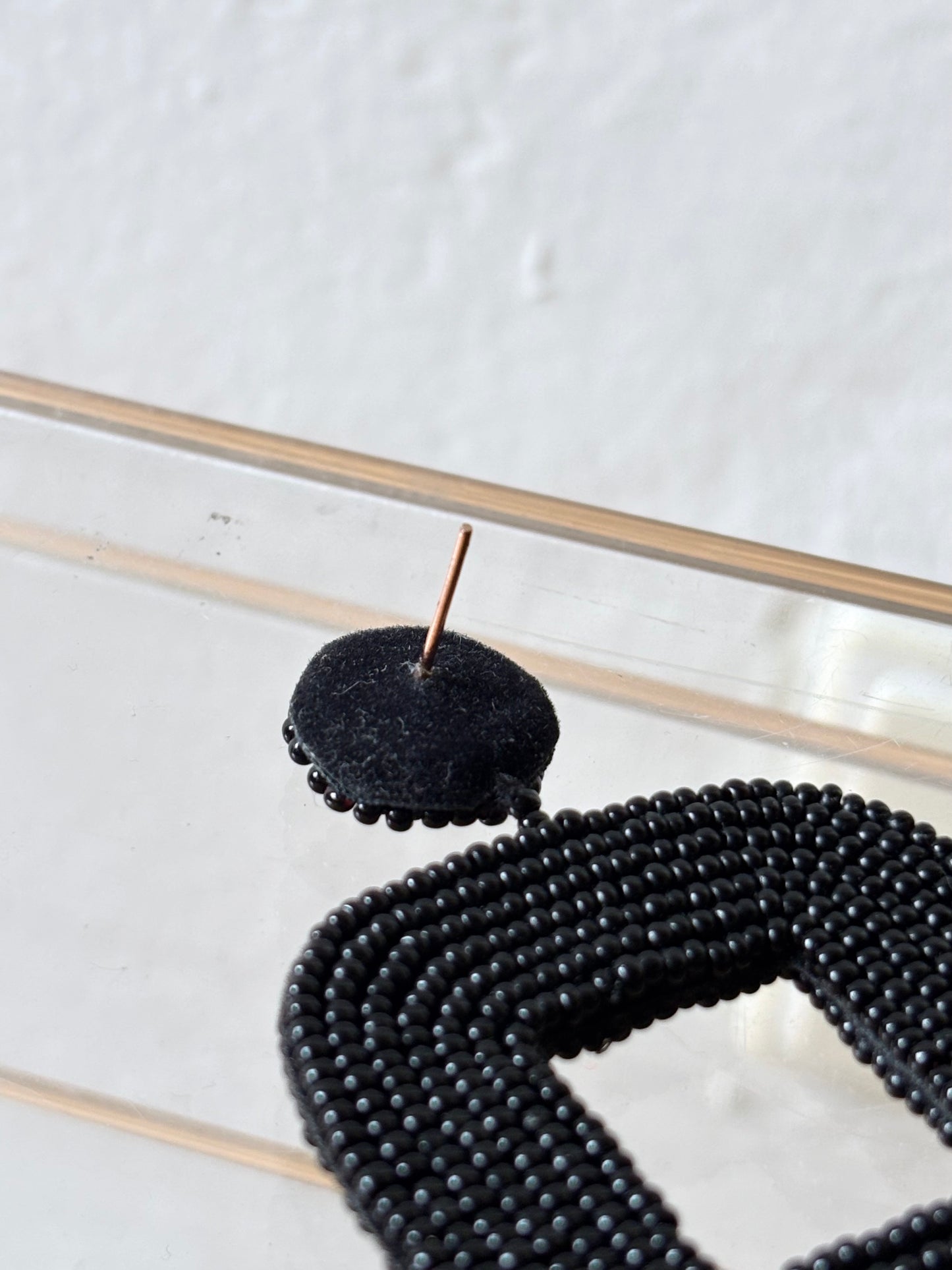 handmade black beads earrings