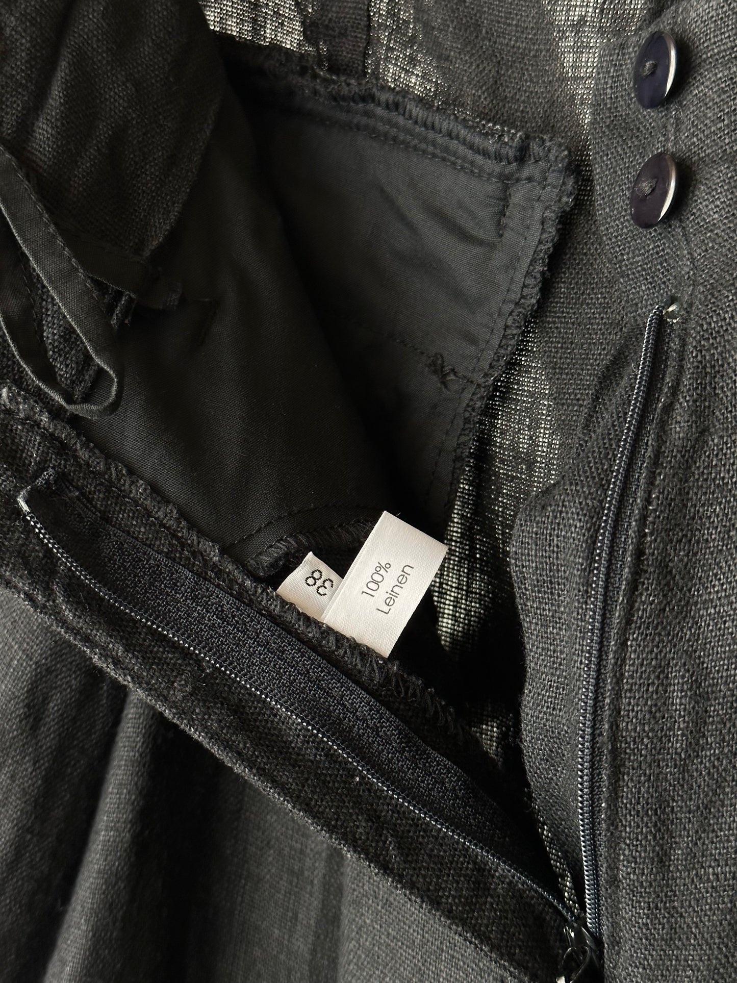 vintage black linen pants trousers wide pants ワイドパンツ ヴィンテージ リネン 黒 ユーロ古着 ヨーロッパ古着