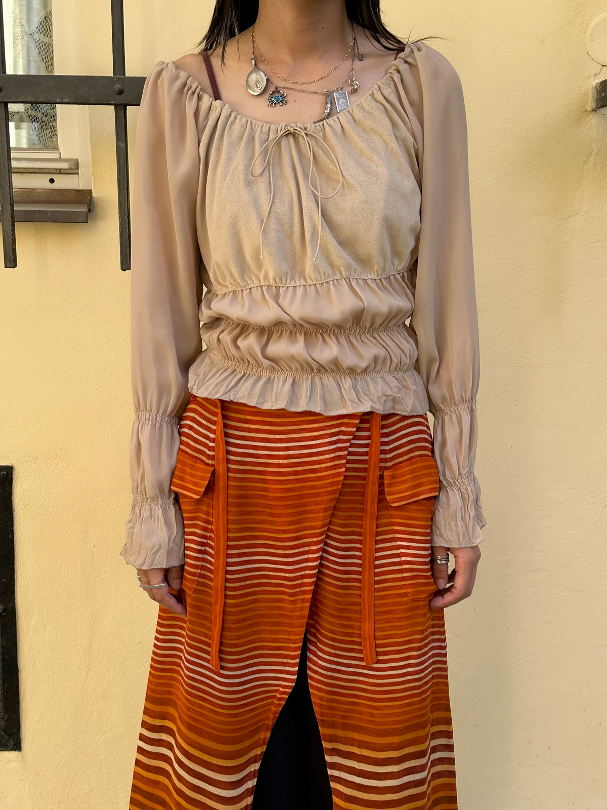 Italian beige chiffon top