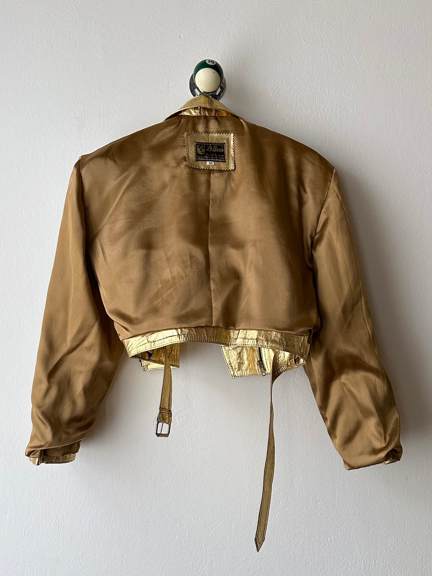 80s metalic gold bikers jacket