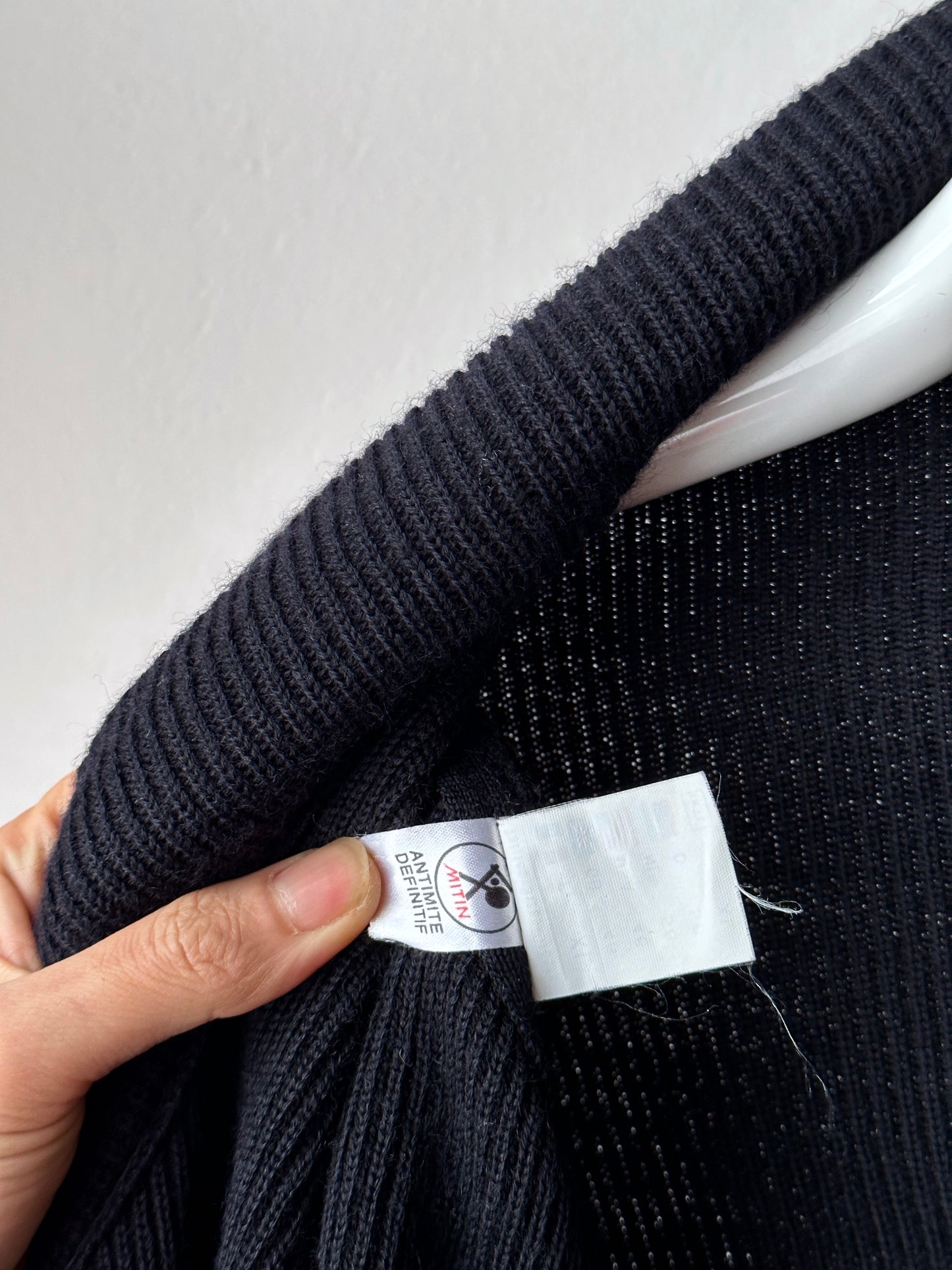 Saint James black heavy wool knit jacket , made in France - XL