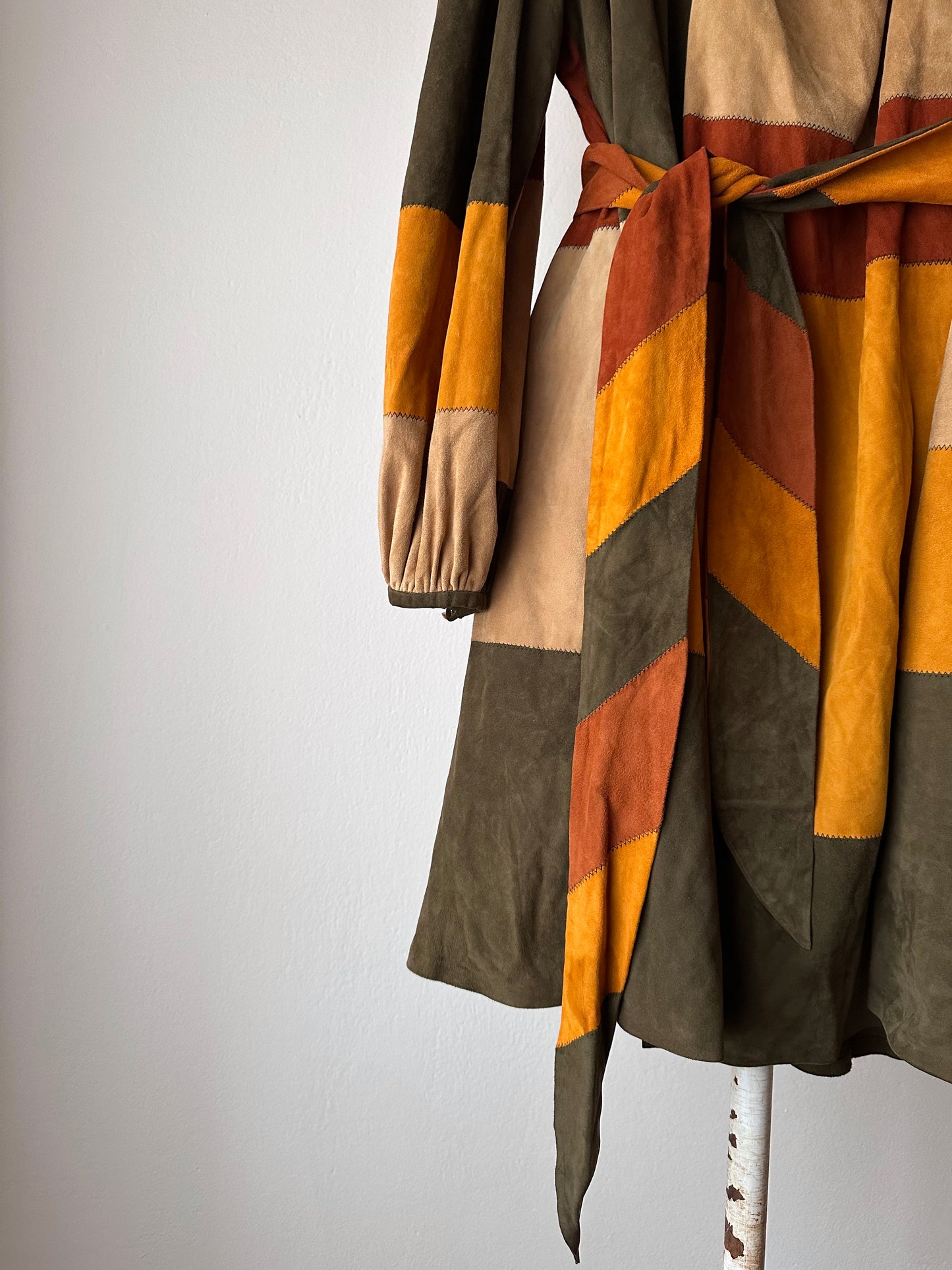 80s French leather suède dress