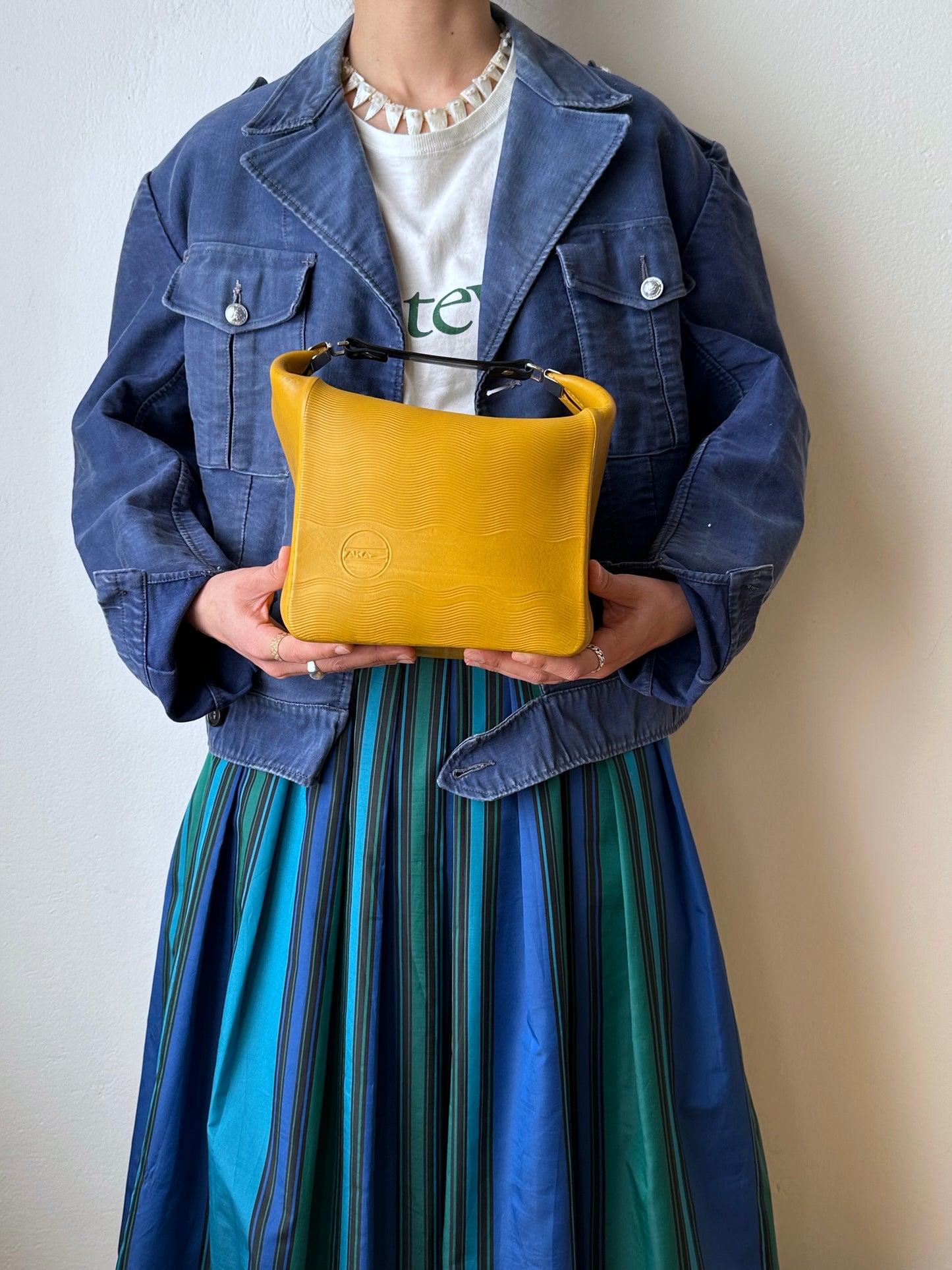 Circa 1940s Mont Saint Michel Blue Moleskin Firefighter Jacket