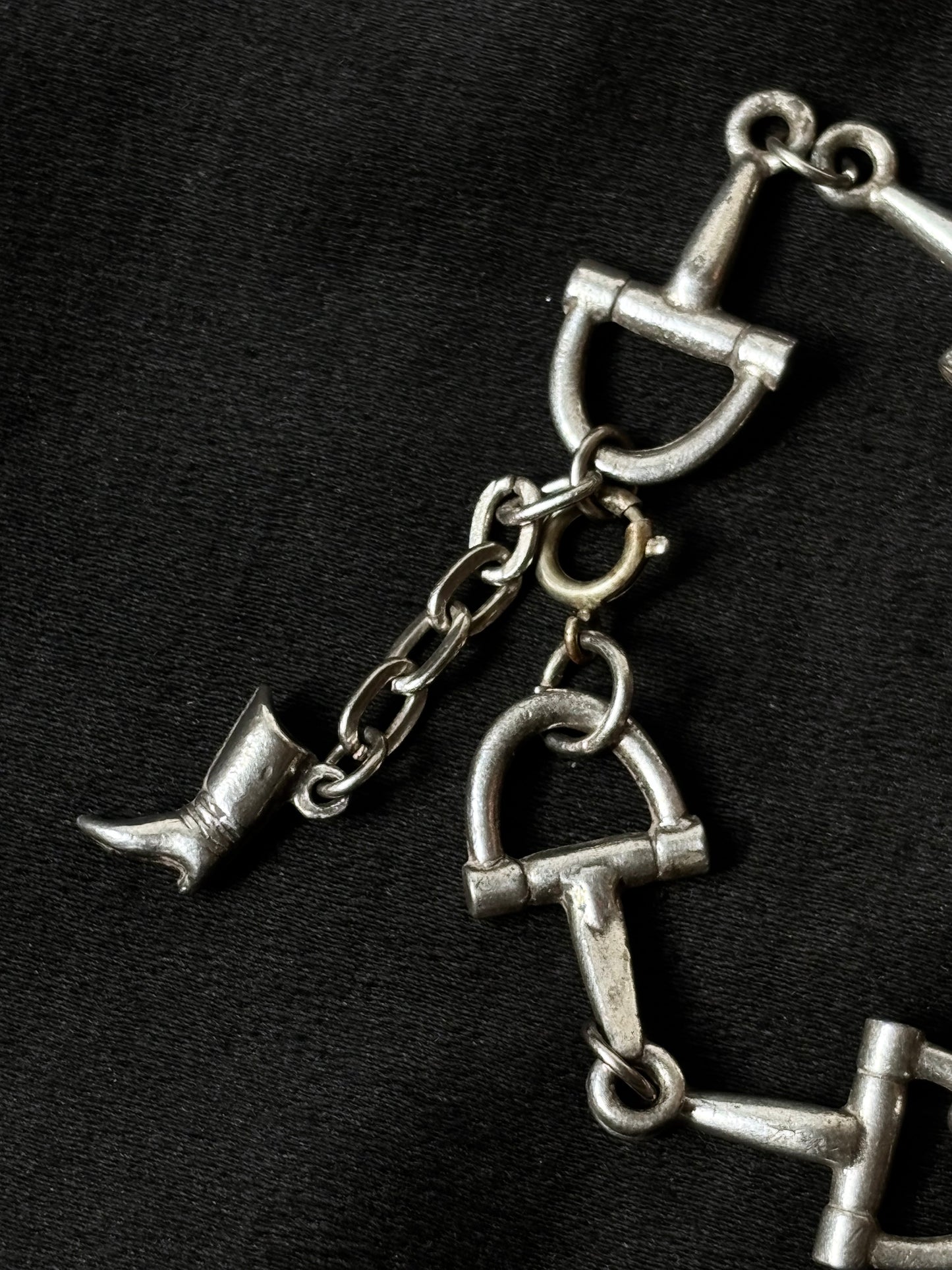 French metal horsebit with riding boots charm