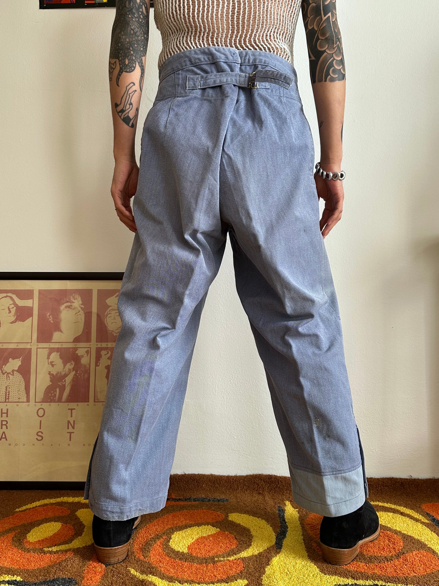 1950s German Work trousers 50年代 ドイツワーク ユーロワーク ヨーロッパワーク リペア 刺子 Toto Praha Vintage clothing shop Antique shop 古着屋 プラハ Showroom appointment Prague ユーロ古着 ヨーロッパ古着 古着卸 ヴィンテージ