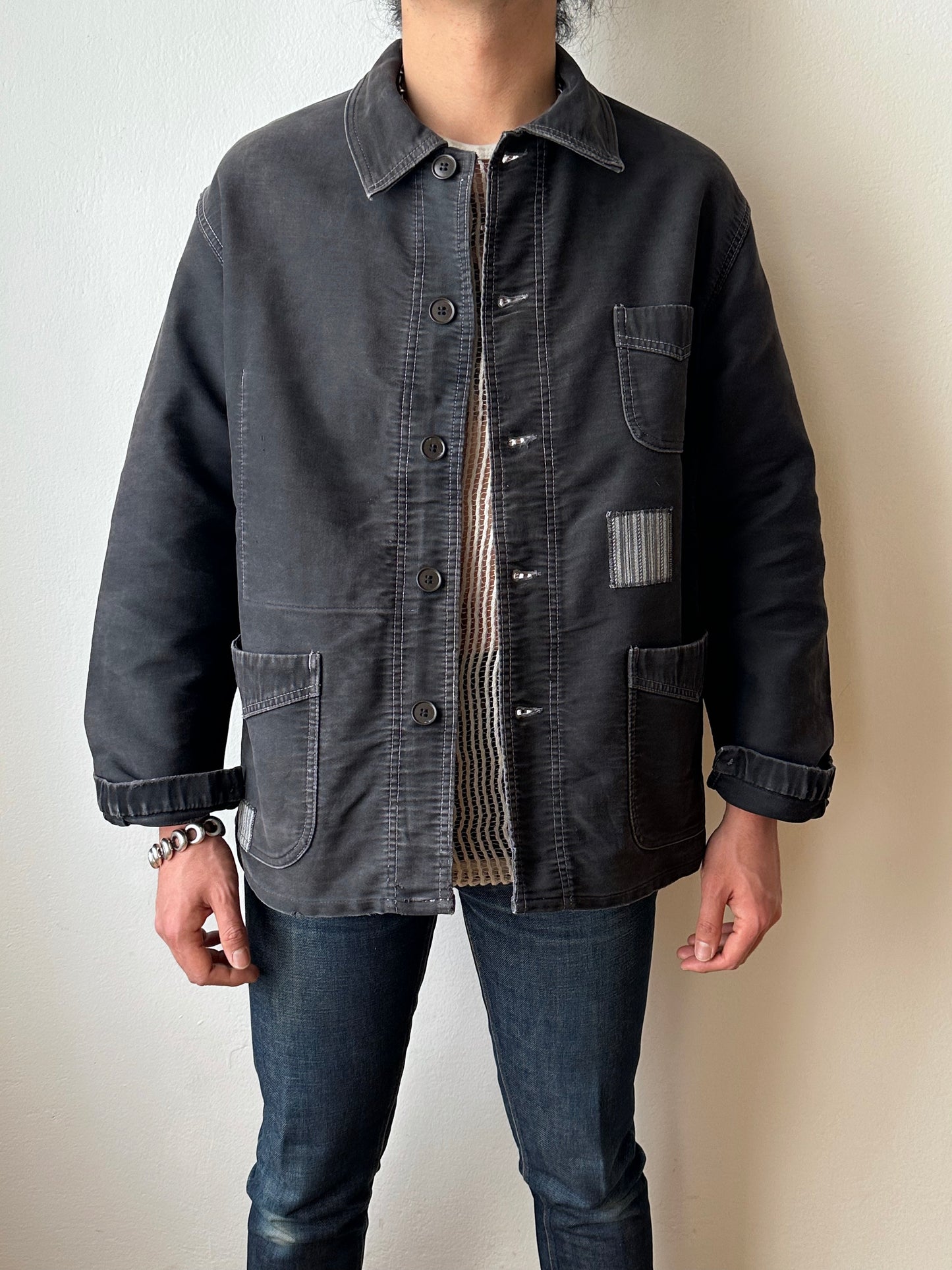 1950s Le Mont St Michel Black moleskin jacket