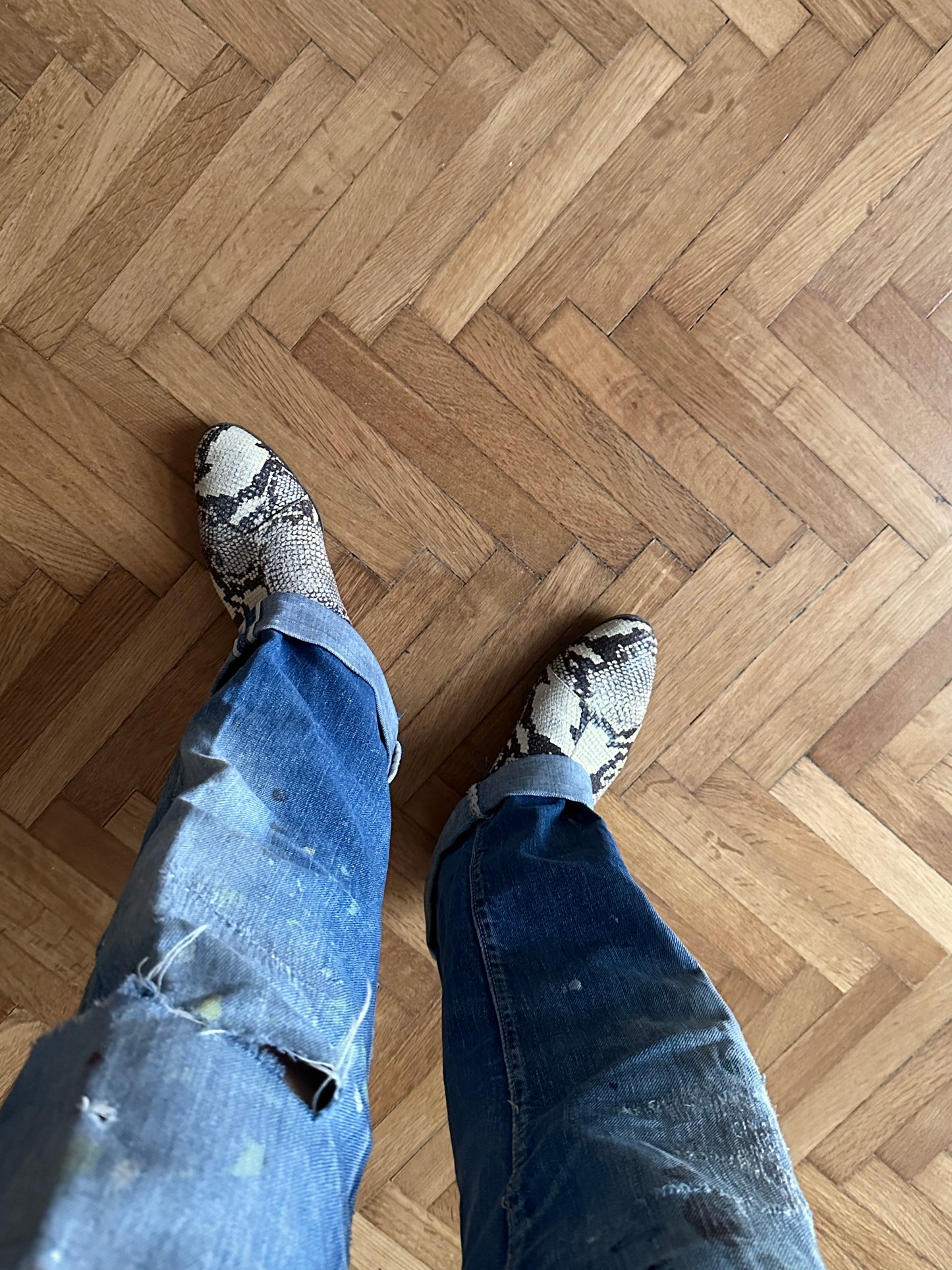 python leather long boots - 38