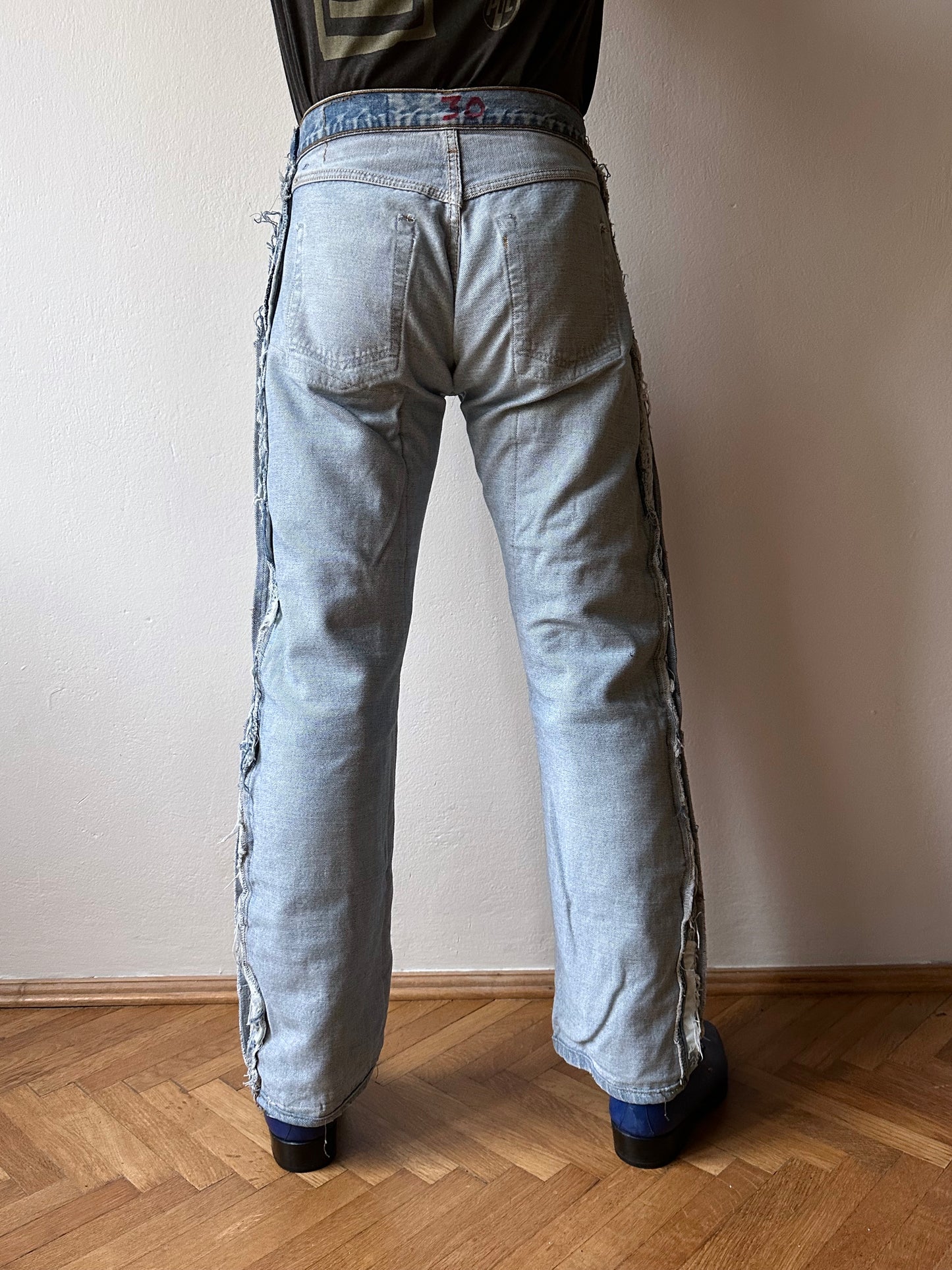 Vintage Levi's crazy patch worked denim trousers 90's 90年代 ヴィンテージ リーバイス パッチワーク デニム Toto 古着 プラハ ユーロ古着 ヨーロッパ古着 Praha Prague Vintage store 古着屋 古着卸 フランス買い付け