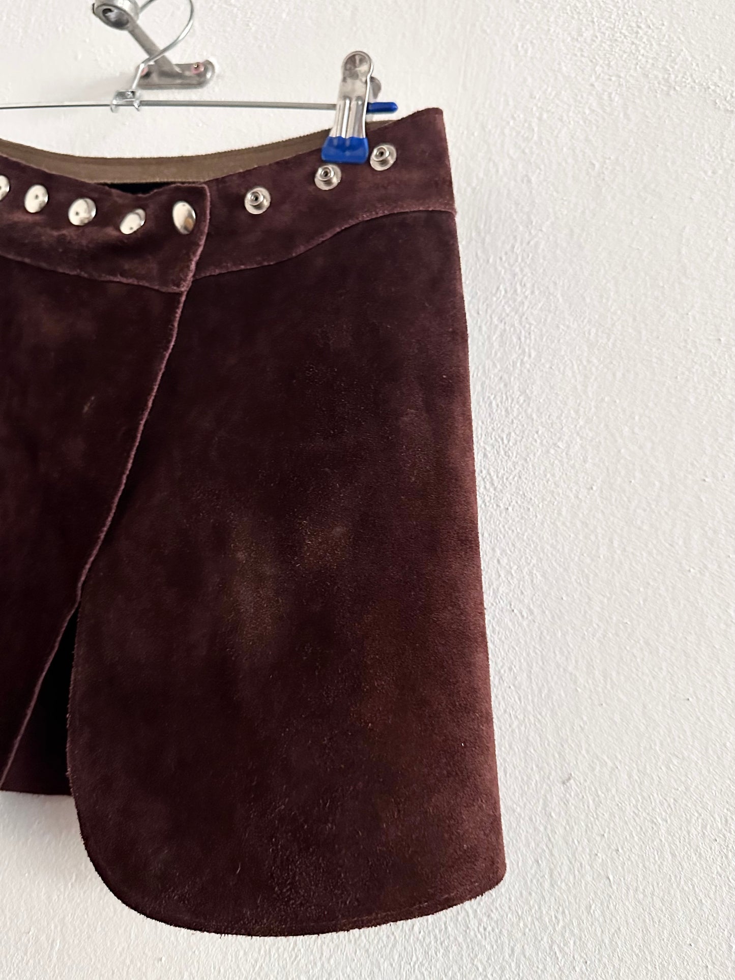 70s suede wrap skirt