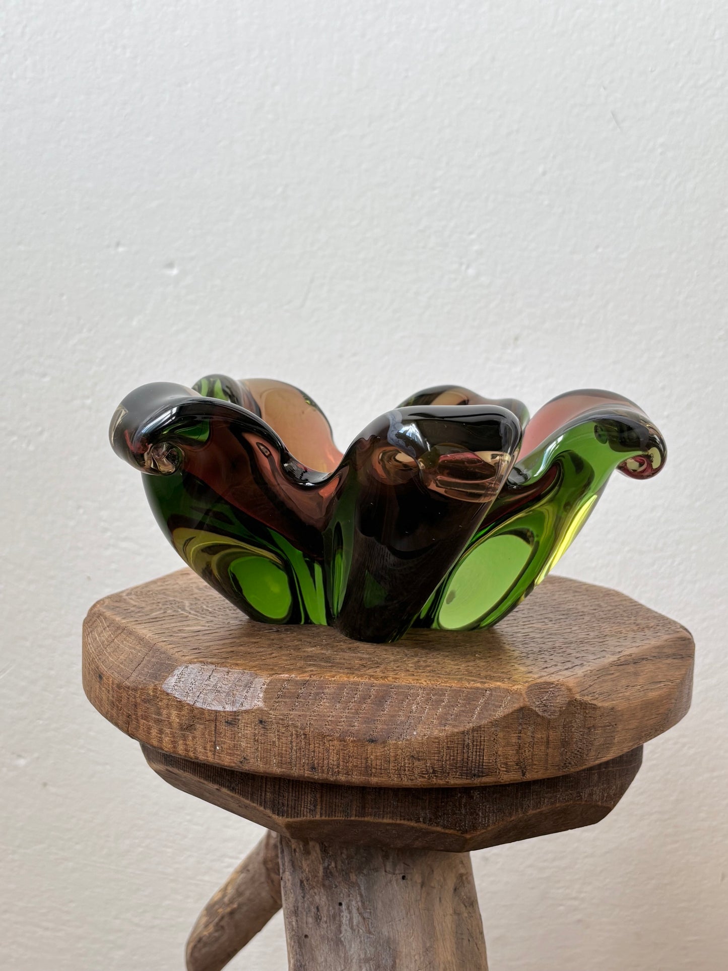 60s Czechoslovakia glass heavy bowl