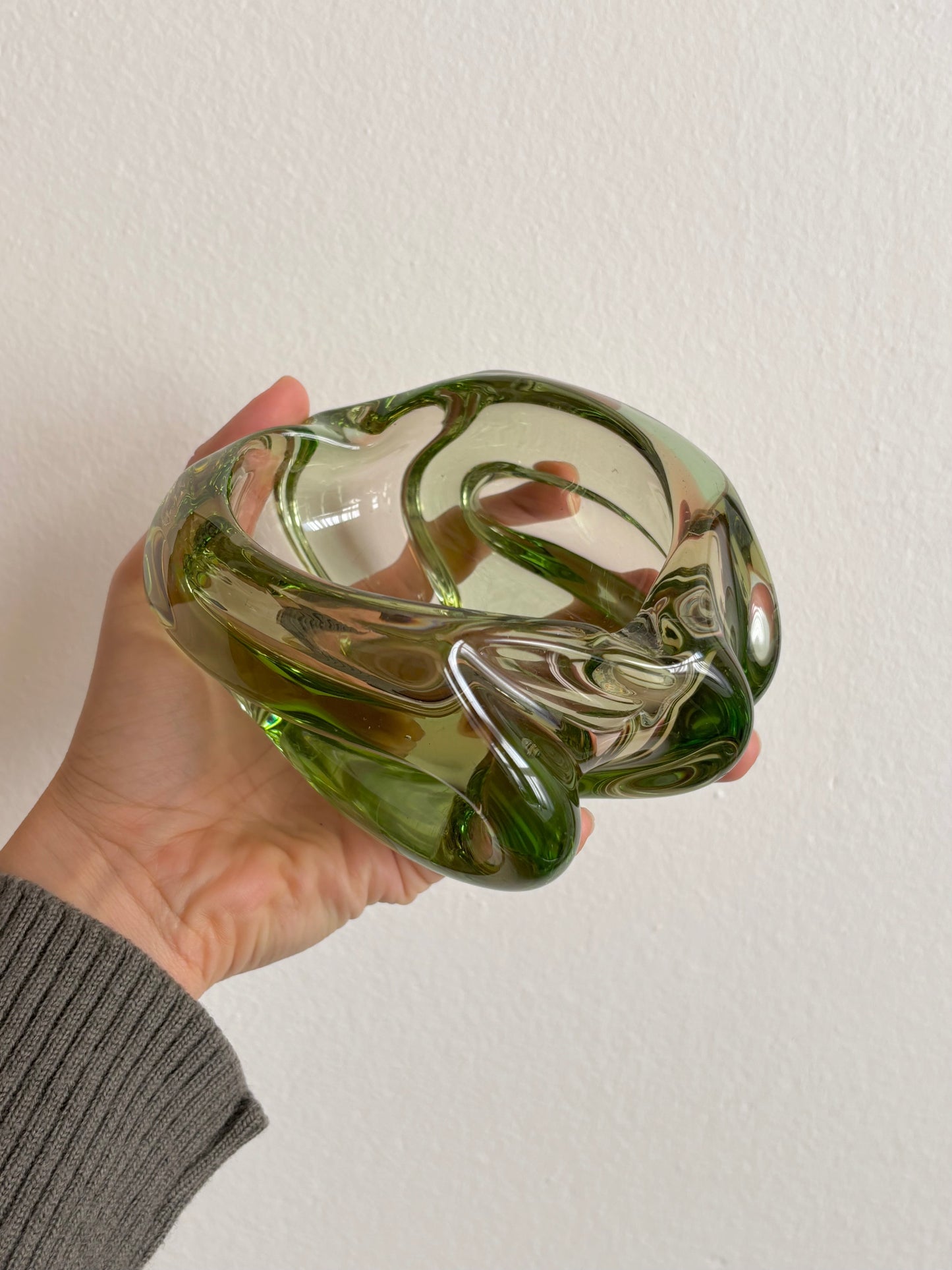 Mid-century Czechoslovakia glass candy pot