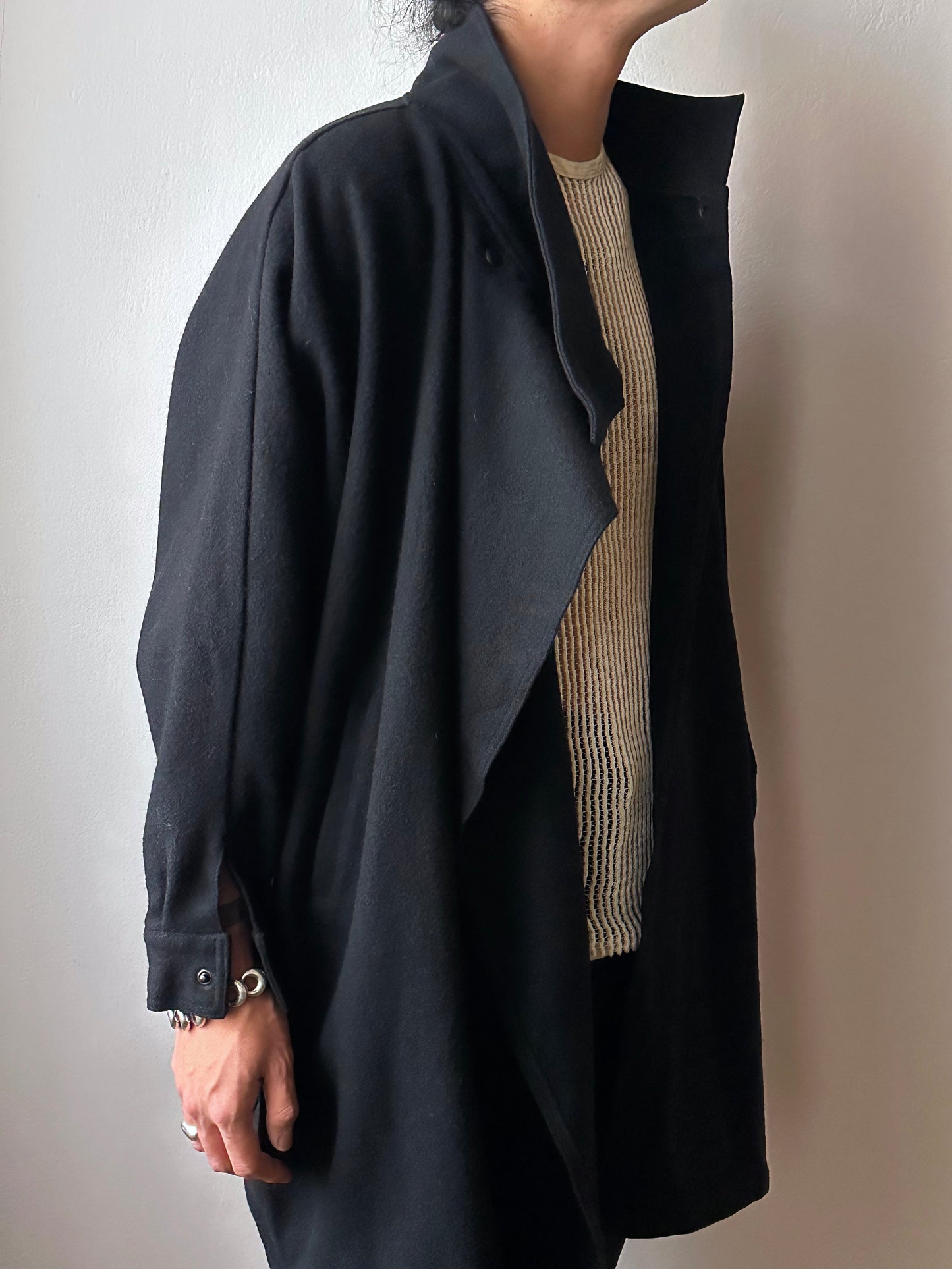 Black French wool/nylon coat