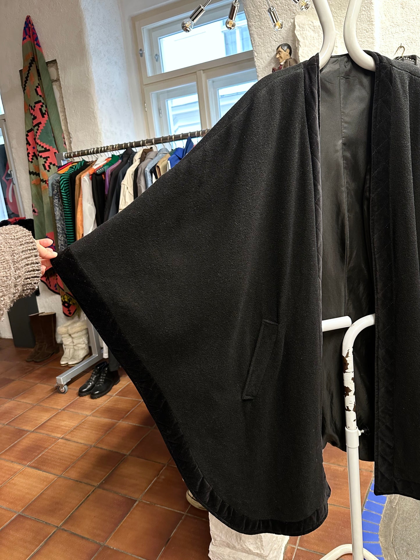 black fleece poncho