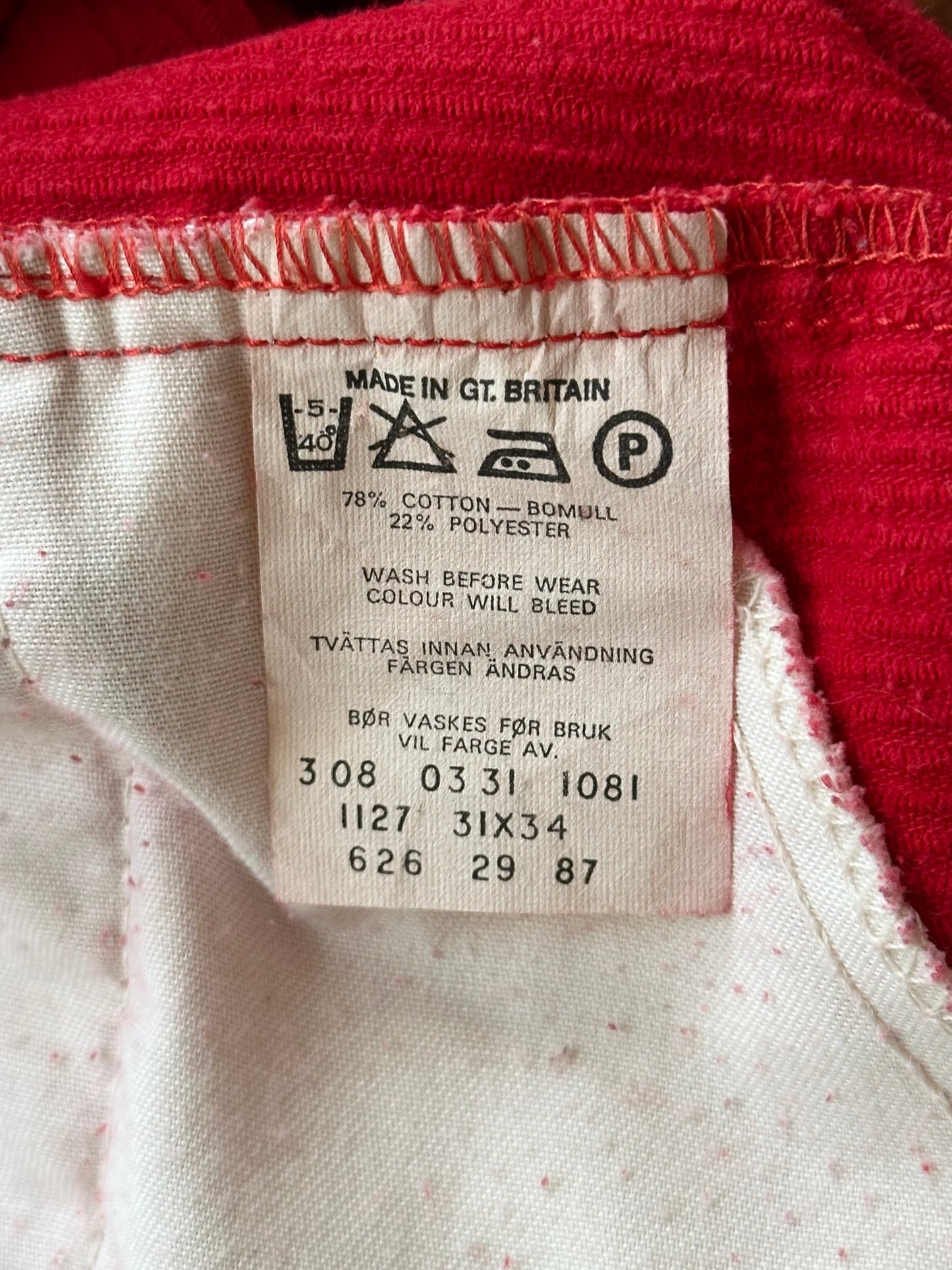 80s Levi's 626 red corduroy made in UK / W29