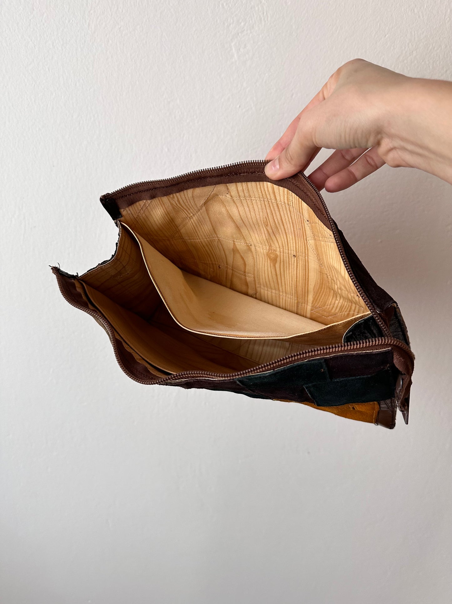 70s leather patchwork bag