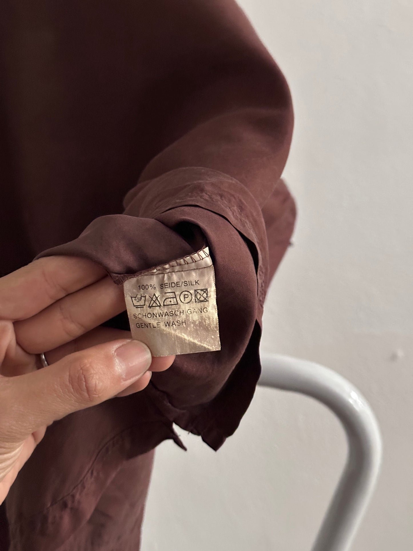 90s Brown Silk top - XL