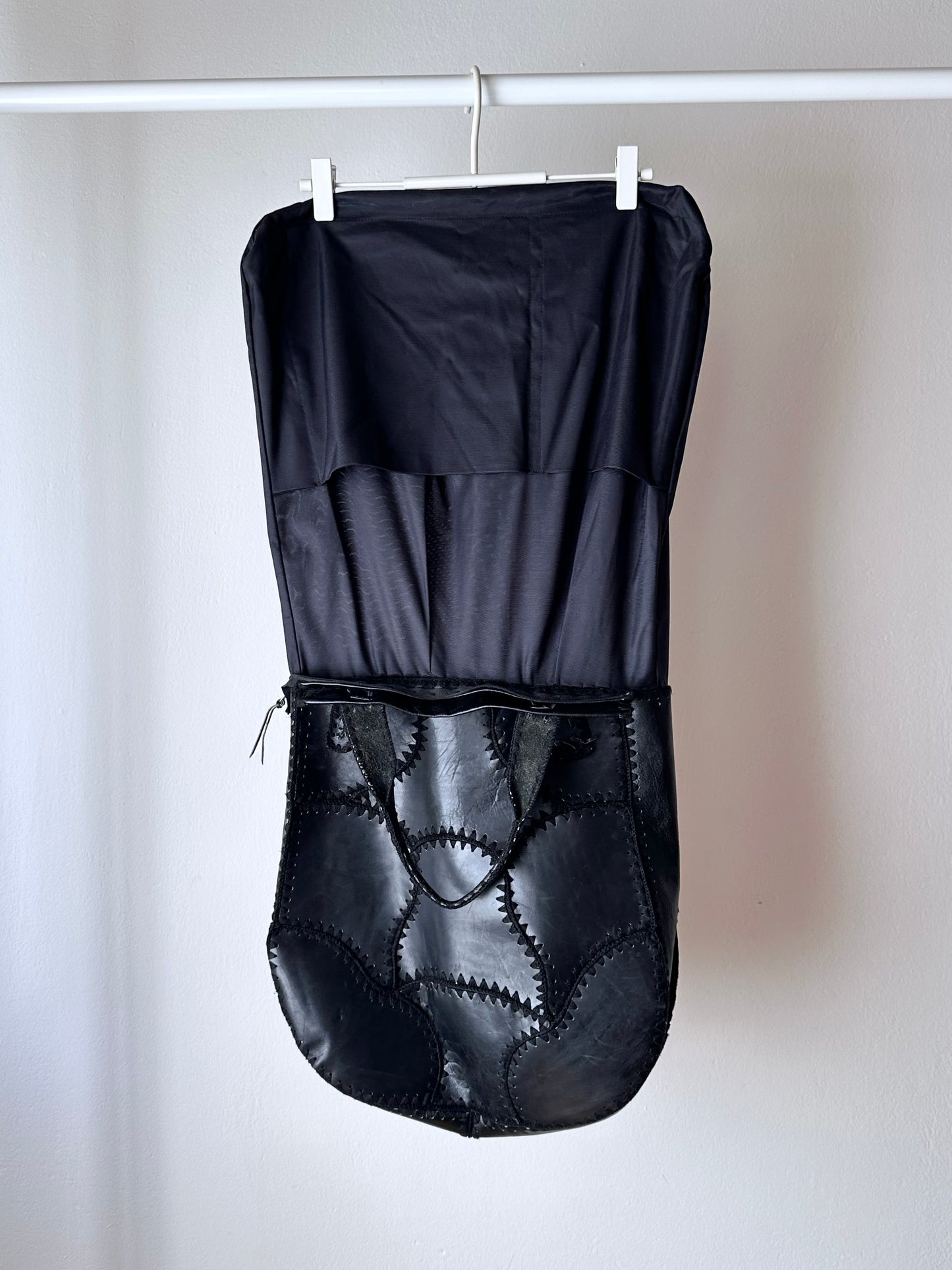 80s leather patchwork tote bag