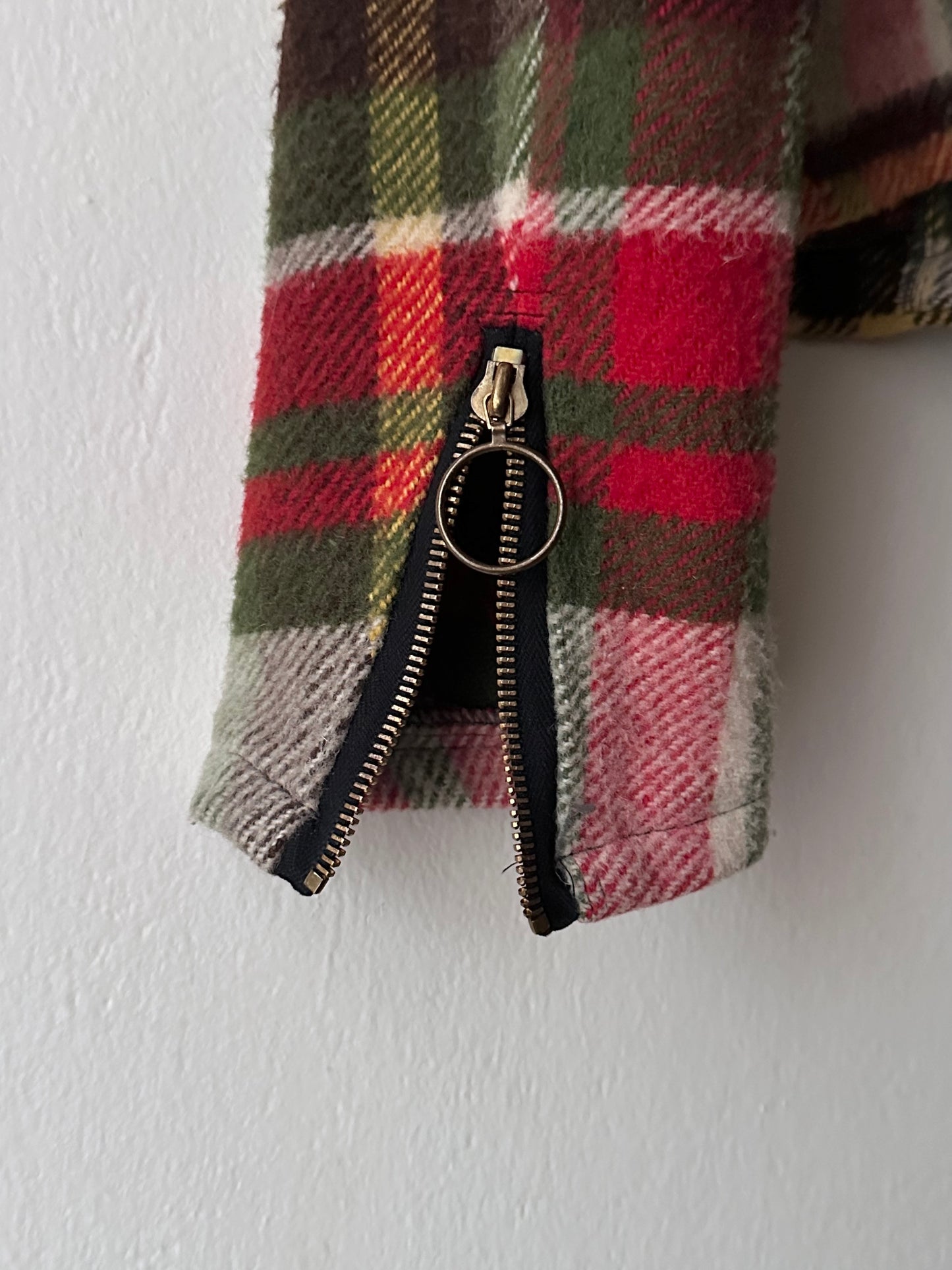 70s mohair blend plaid biker jacket