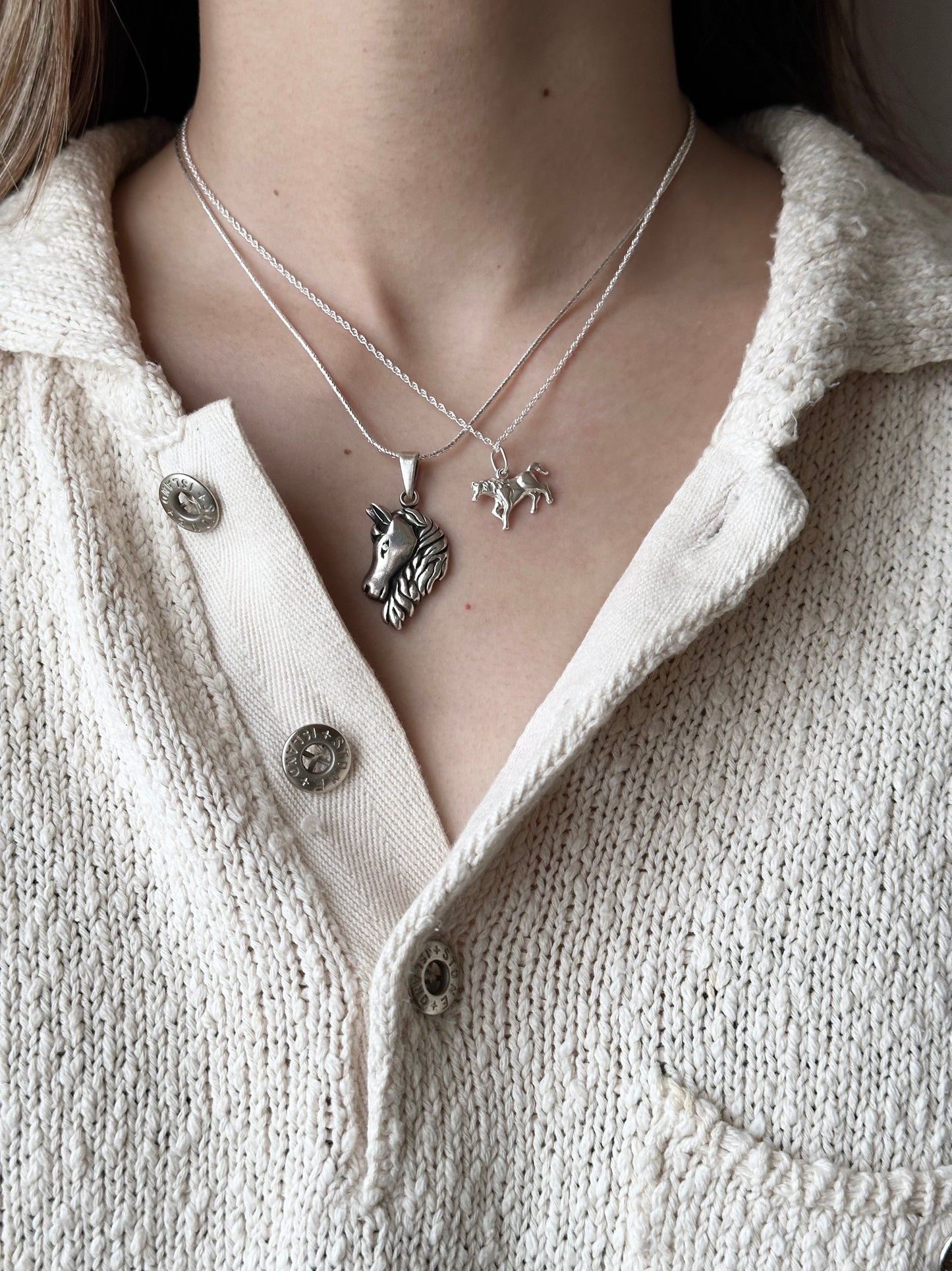 silver 925 mini horse pendant necklace