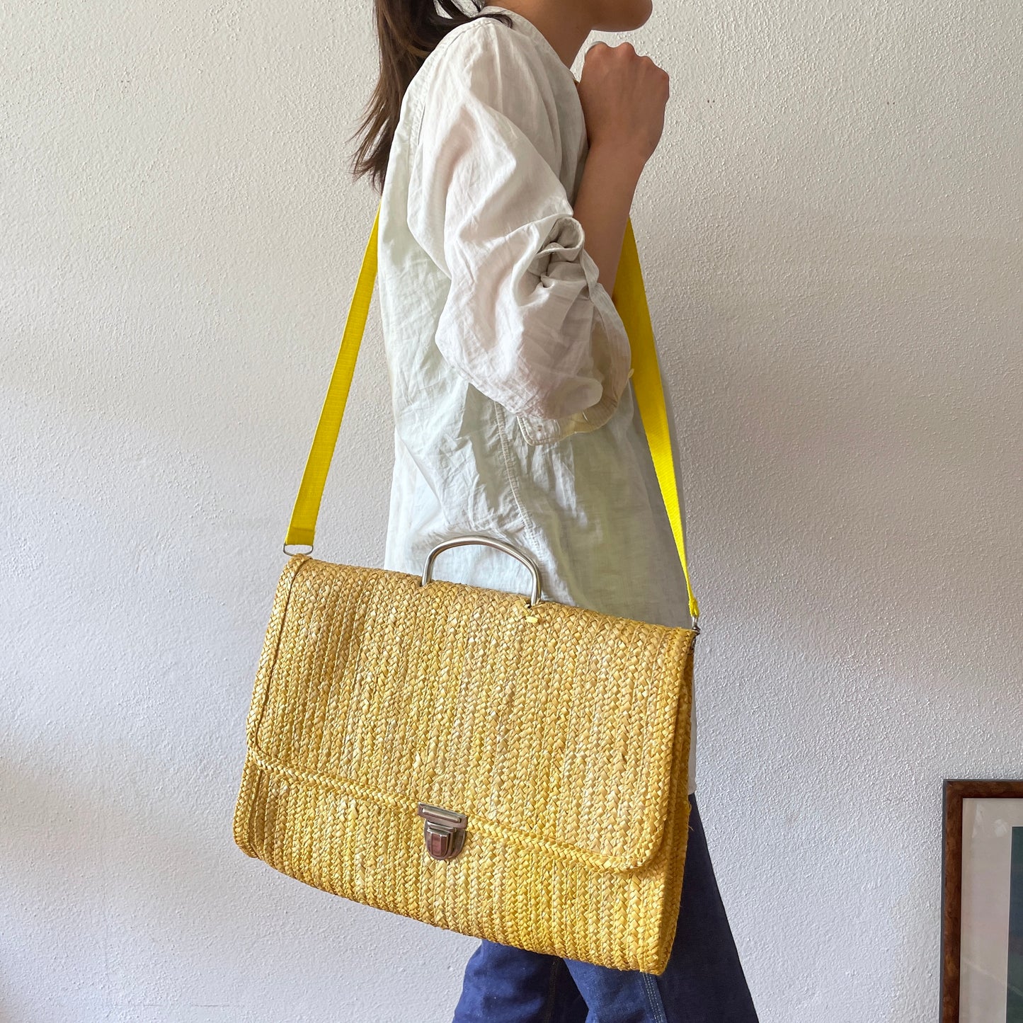 vintage straw bag / 2way
