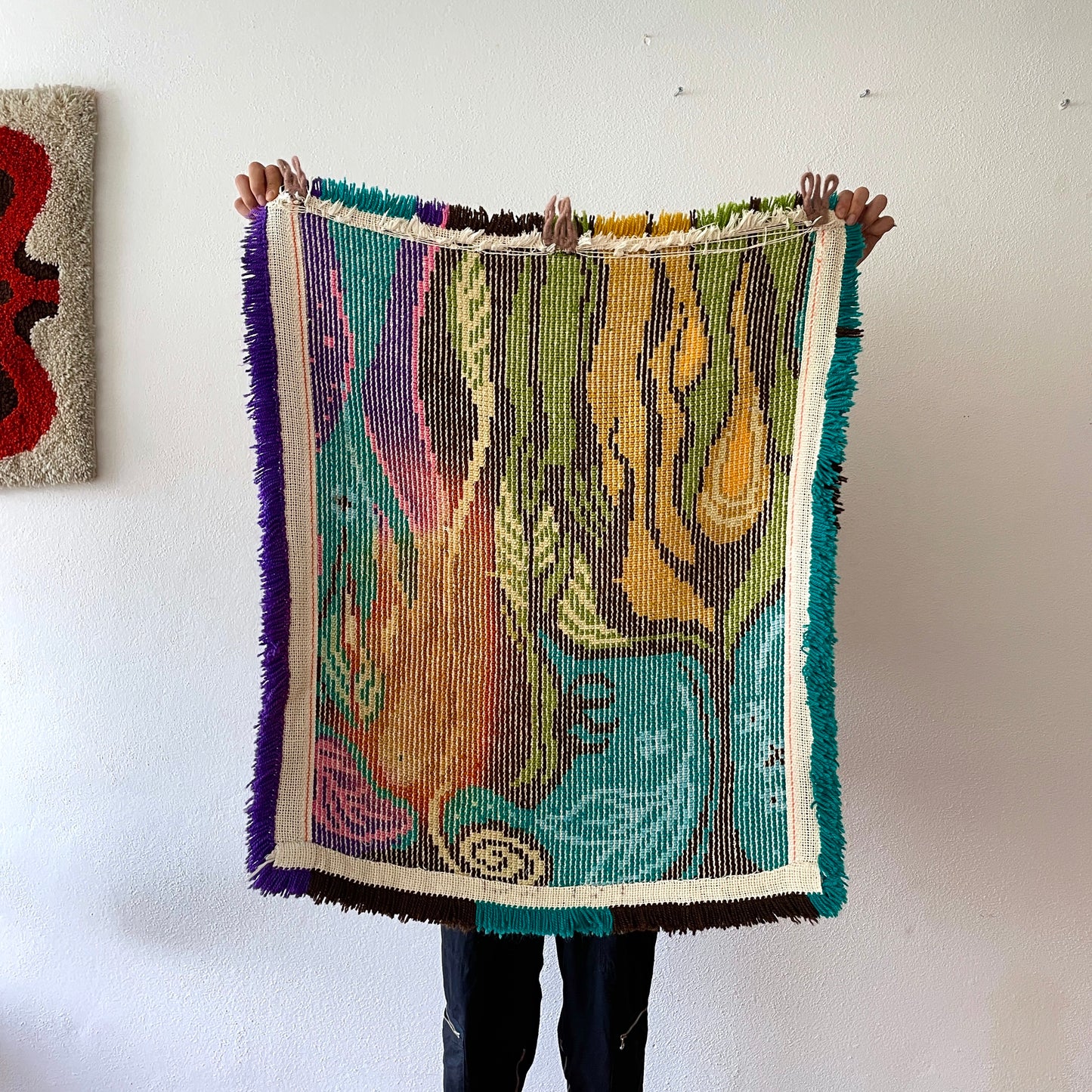 70s Space age psychedelic jungle wall carpet