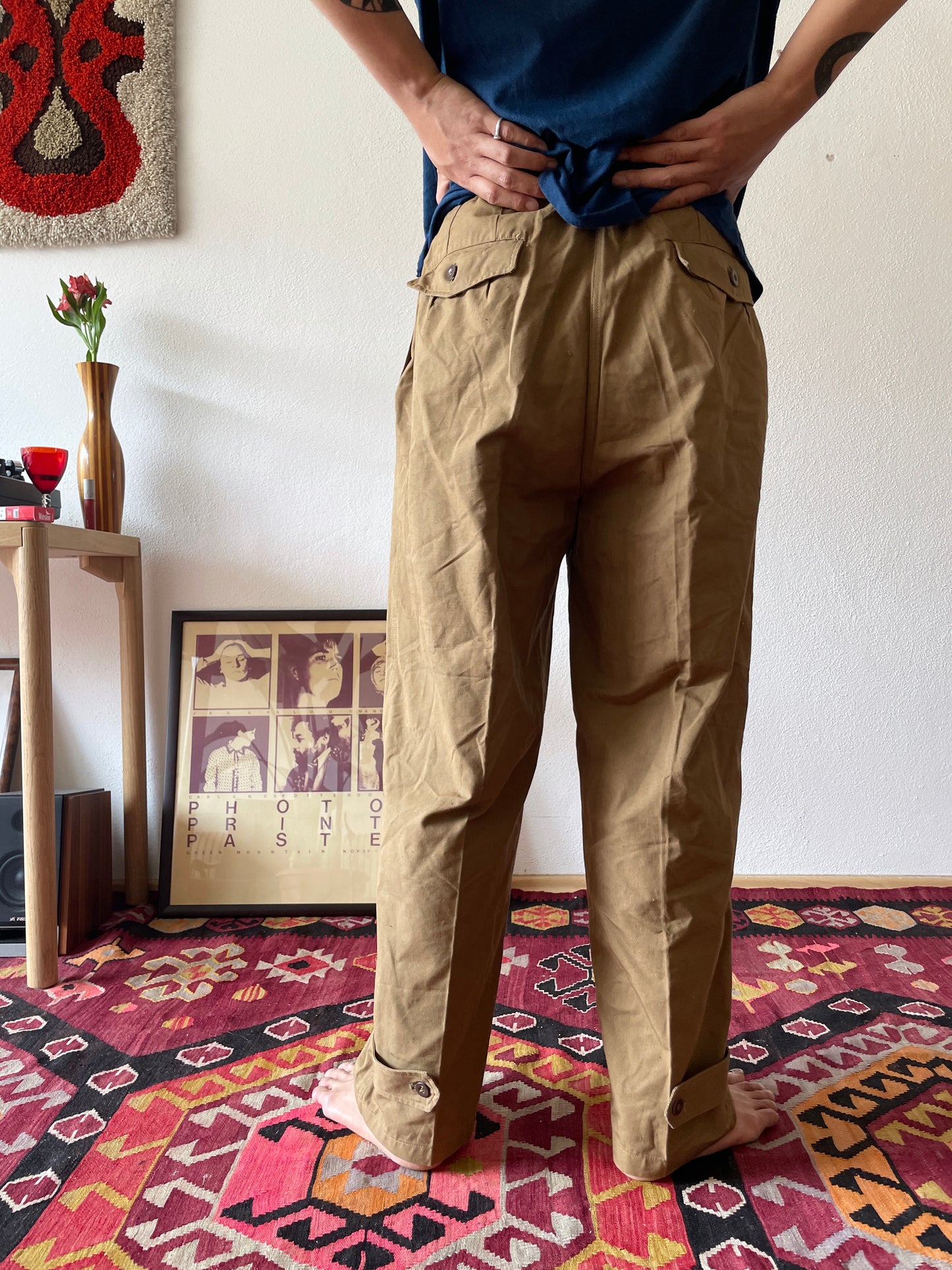 Vintage czech military side  button trouser