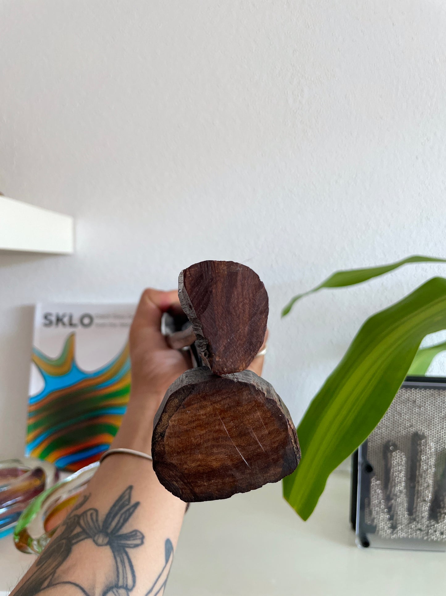 Vintage men and women wooden sculpture , mid century