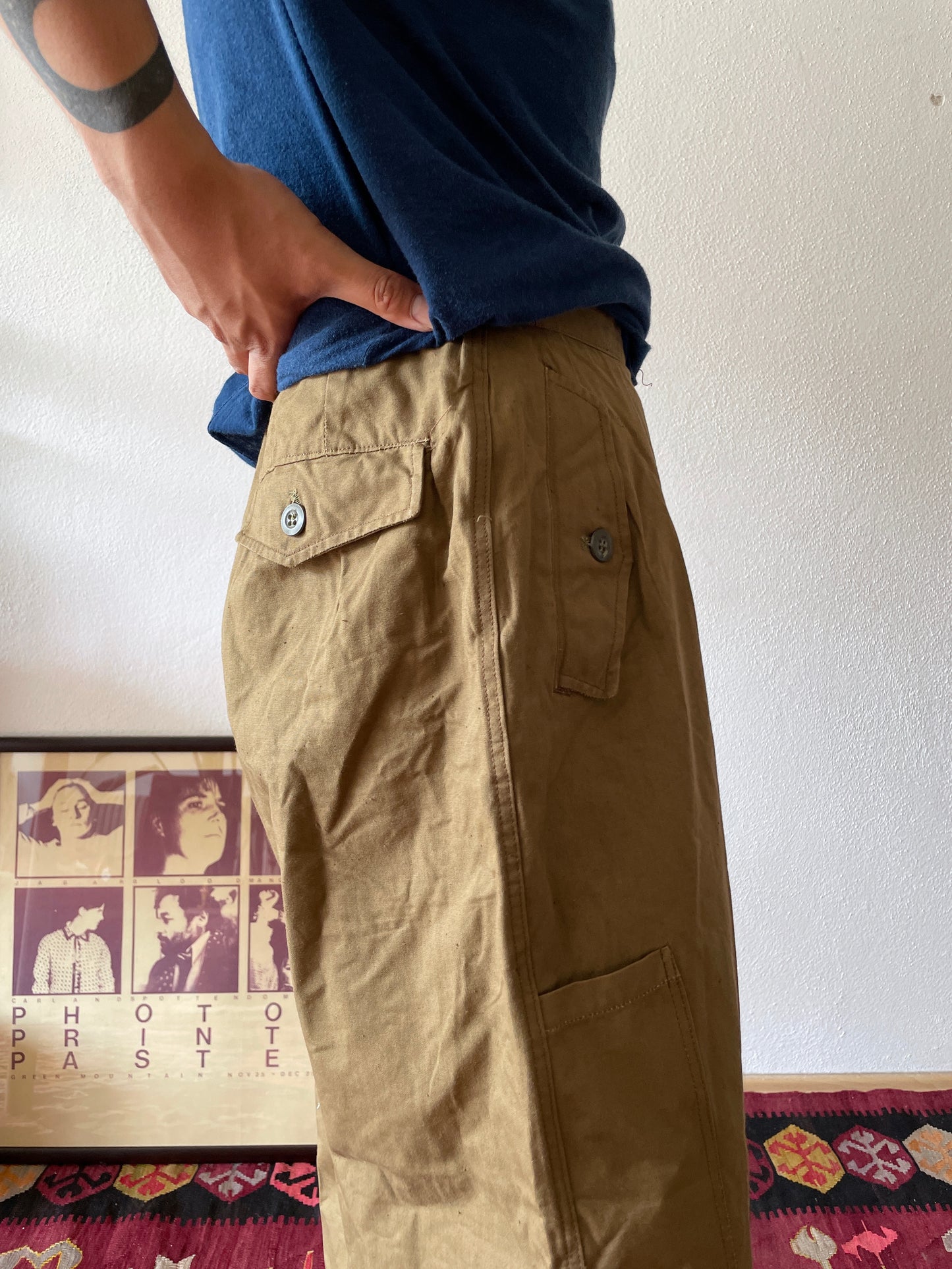 Vintage czech military side button trousers