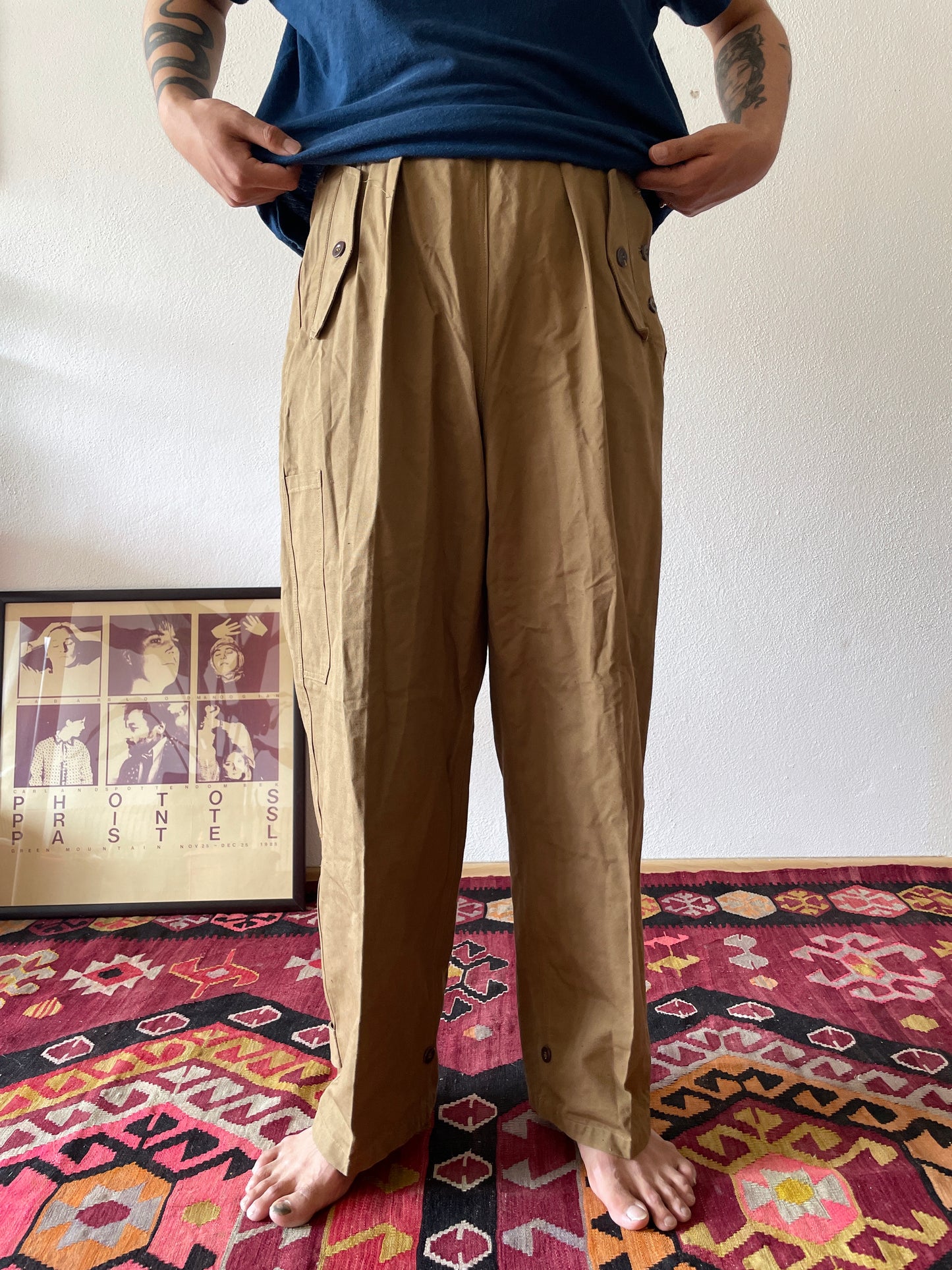 Vintage czech military side  button trouser