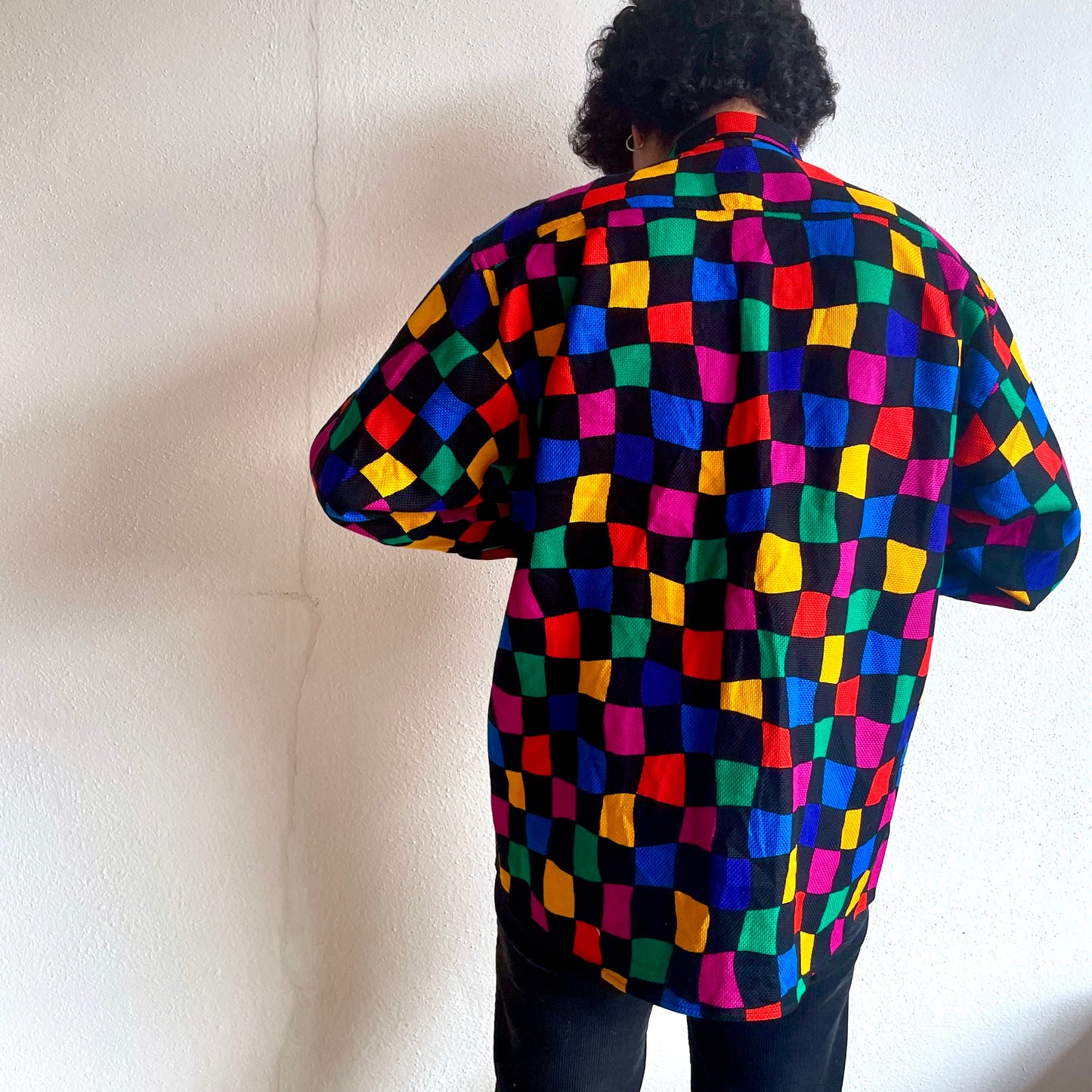 90s ROBERTO ANGELICO Disco shirt, Awesome pattern , made in Swiss