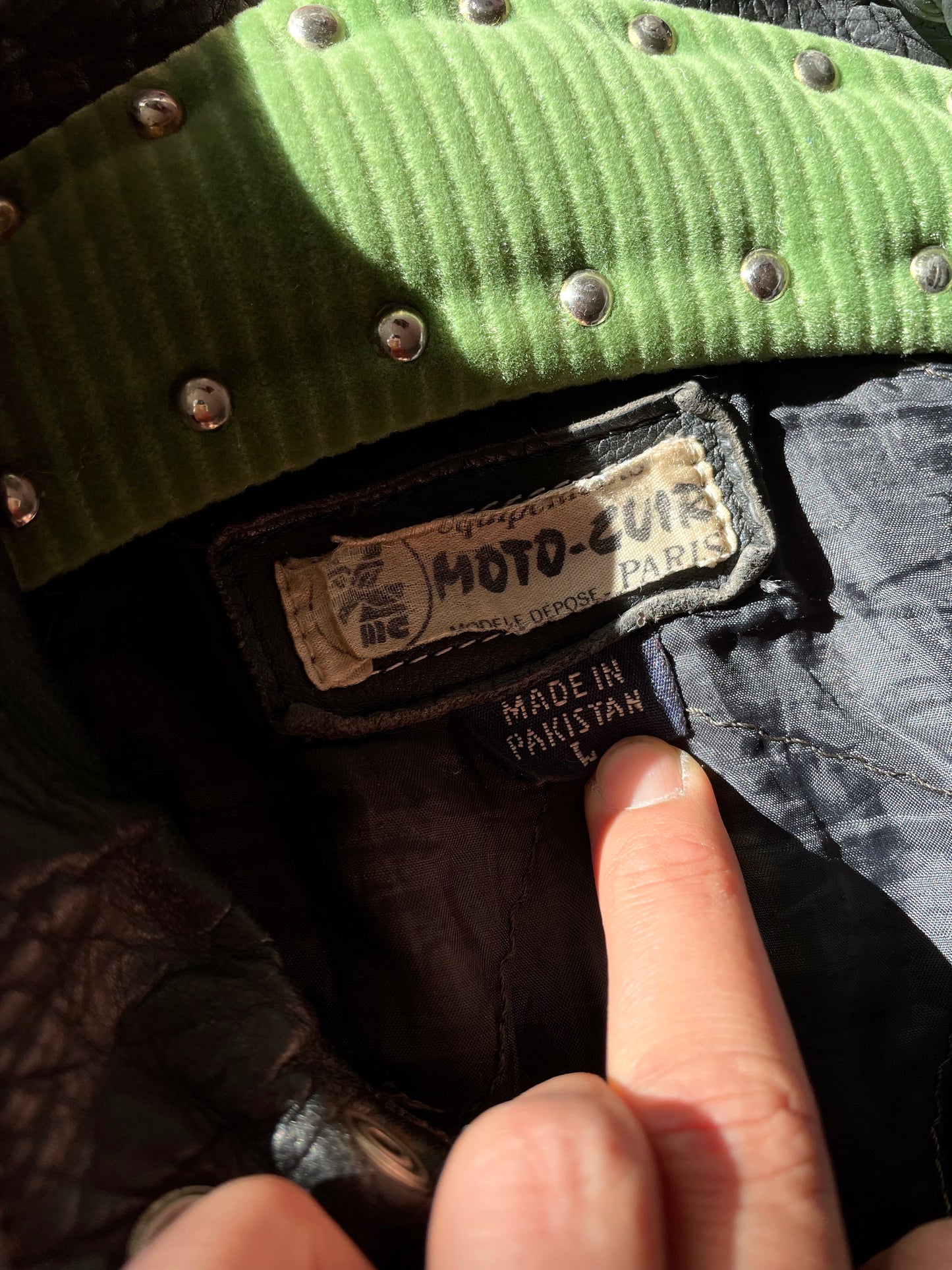 80s france motorcycle leather jacket