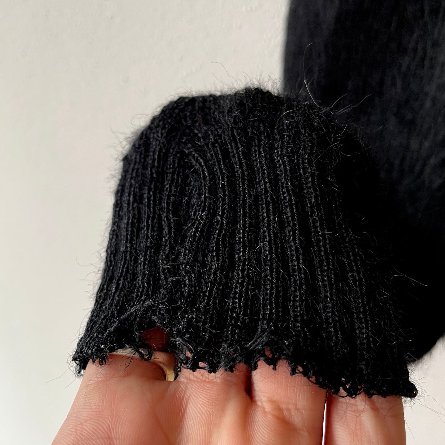 60s Black long hair cardigan